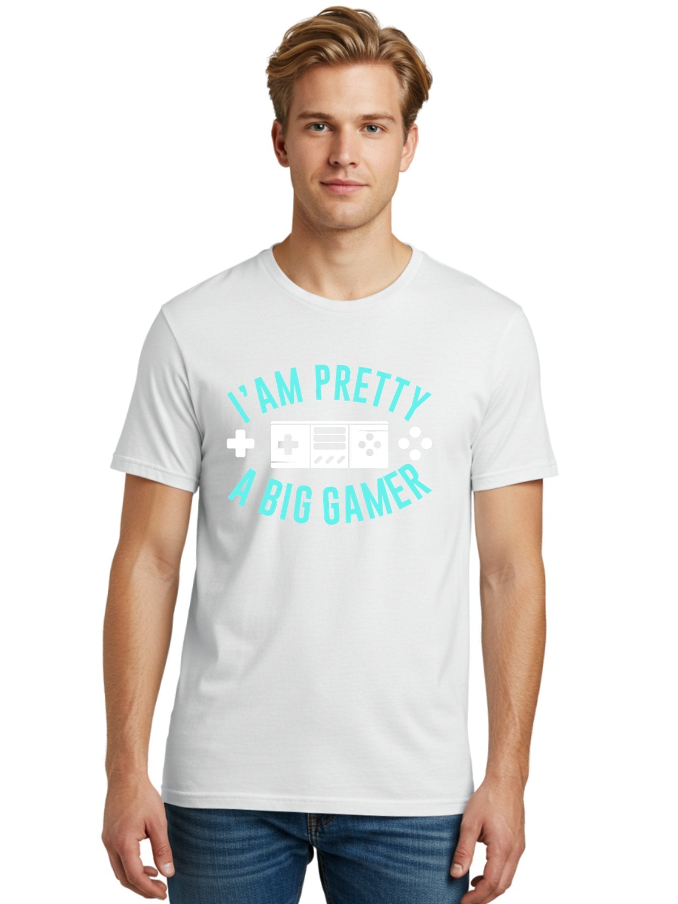 I-Am-Pretty-A-Big-Gamer Men'S Graphic Tee, 100% Cotton, Comfortable Casual Summer Wear, Machine Washable, Gaming Graphic, Gamer Quote, Game Console Icon, I Am Pretty Big Gamer, Positive Affirmation, Gaming Culture, Fun Design, -  Aaa642 17