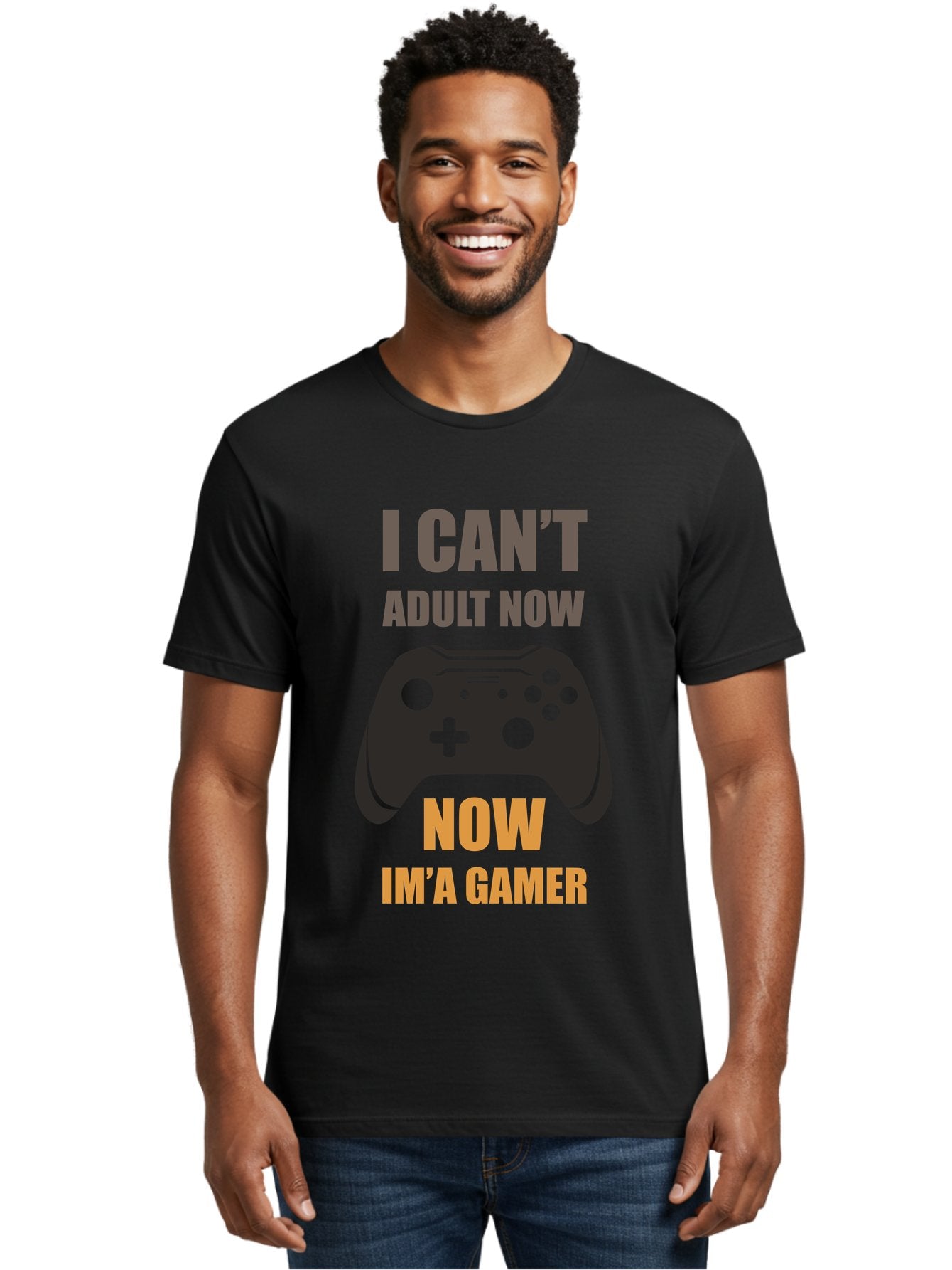 I-Can-T-Adult-Now Men'S Graphic Tee, 100% Cotton, Comfortable Casual Summer Wear, Machine Washable, Gaming Humor, Gamer Life, Video Game Controller, Can'T Adult, Gaming Culture, Fun Quote, Gaming Quote, Playful Graphics, Gaming Phrases -  Aaa644 28