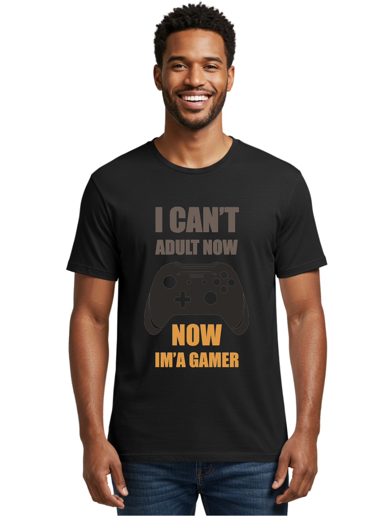 I-Can-T-Adult-Now Men'S Graphic Tee, 100% Cotton, Comfortable Casual Summer Wear, Machine Washable, Gaming Humor, Gamer Life, Video Game Controller, Can'T Adult, Gaming Culture, Fun Quote, Gaming Quote, Playful Graphics, Gaming Phrases -  Aaa644