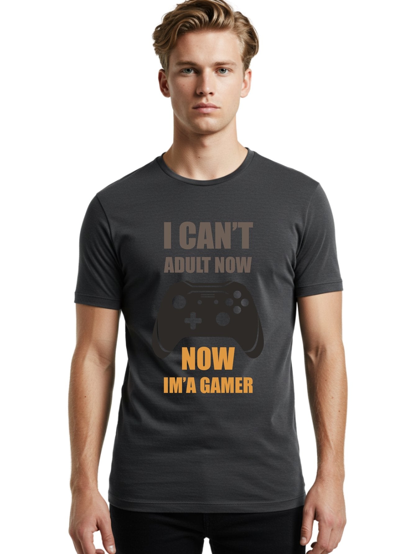 I-Can-T-Adult-Now Men'S Graphic Tee, 100% Cotton, Comfortable Casual Summer Wear, Machine Washable, Gaming Humor, Gamer Life, Video Game Controller, Can'T Adult, Gaming Culture, Fun Quote, Gaming Quote, Playful Graphics, Gaming Phrases -  Aaa644 22