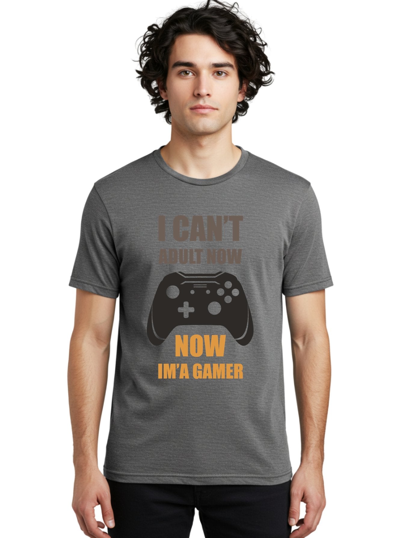 I-Can-T-Adult-Now Men'S Graphic Tee, 100% Cotton, Comfortable Casual Summer Wear, Machine Washable, Gaming Humor, Gamer Life, Video Game Controller, Can'T Adult, Gaming Culture, Fun Quote, Gaming Quote, Playful Graphics, Gaming Phrases -  Aaa644 23