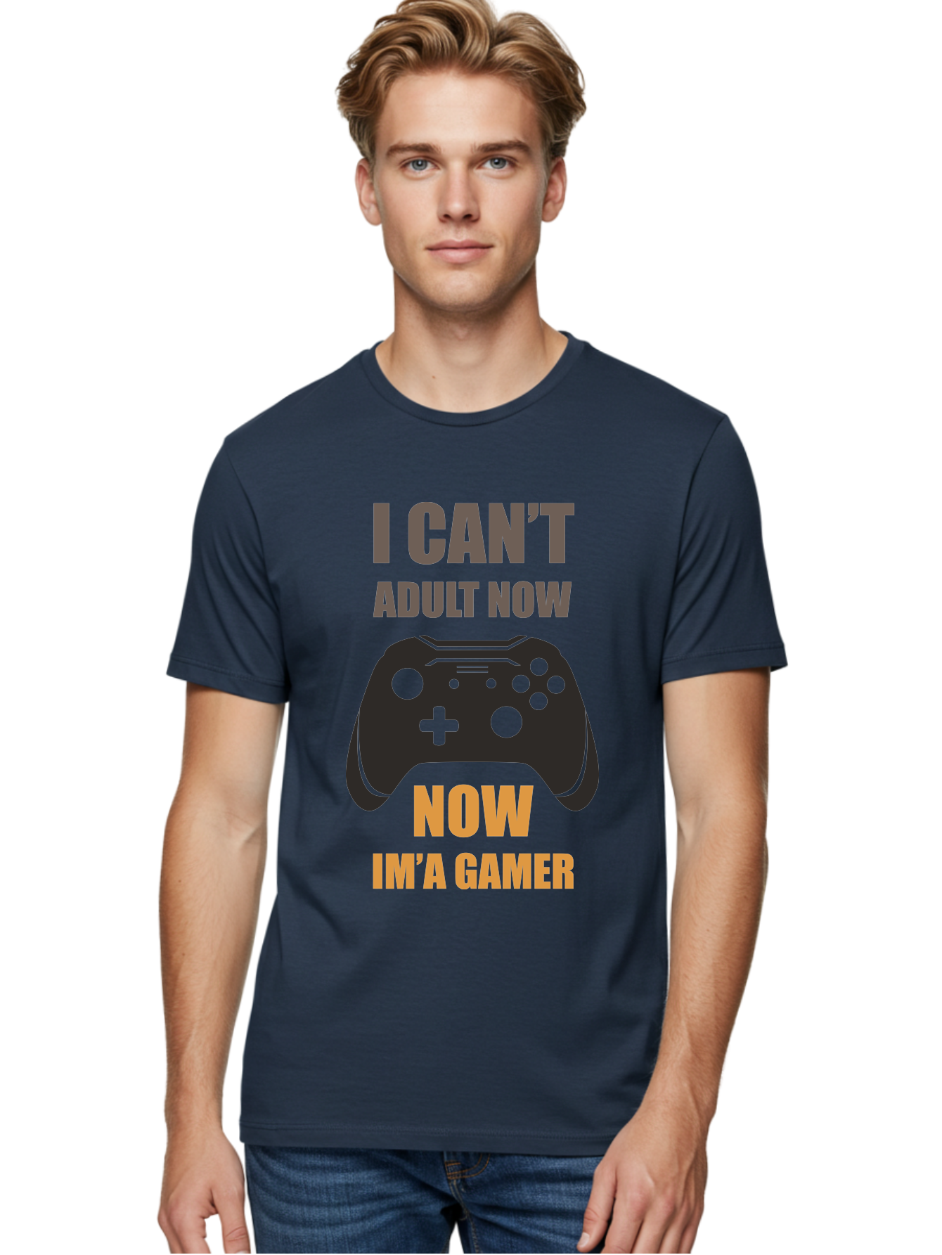 I-Can-T-Adult-Now Men'S Graphic Tee, 100% Cotton, Comfortable Casual Summer Wear, Machine Washable, Gaming Humor, Gamer Life, Video Game Controller, Can'T Adult, Gaming Culture, Fun Quote, Gaming Quote, Playful Graphics, Gaming Phrases -  Aaa644 20