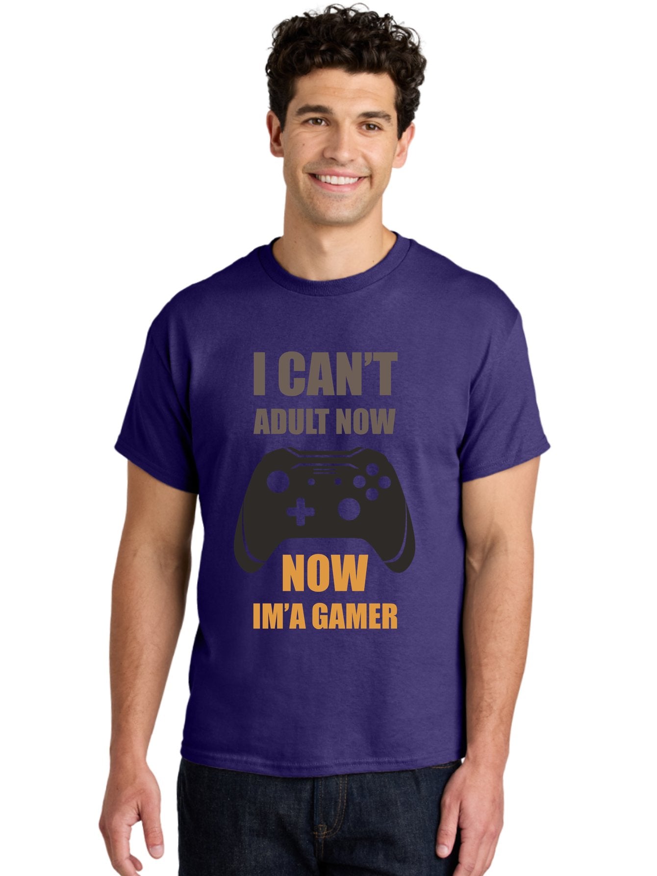 I-Can-T-Adult-Now Men'S Graphic Tee, 100% Cotton, Comfortable Casual Summer Wear, Machine Washable, Gaming Humor, Gamer Life, Video Game Controller, Can'T Adult, Gaming Culture, Fun Quote, Gaming Quote, Playful Graphics, Gaming Phrases -  Aaa644 26