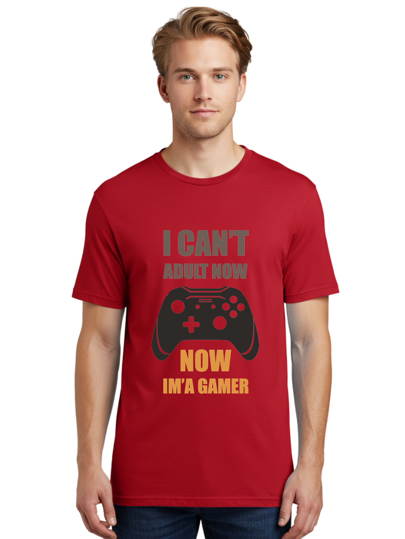 I-Can-T-Adult-Now Men'S Graphic Tee, 100% Cotton, Comfortable Casual Summer Wear, Machine Washable, Gaming Humor, Gamer Life, Video Game Controller, Can'T Adult, Gaming Culture, Fun Quote, Gaming Quote, Playful Graphics, Gaming Phrases -  Aaa644