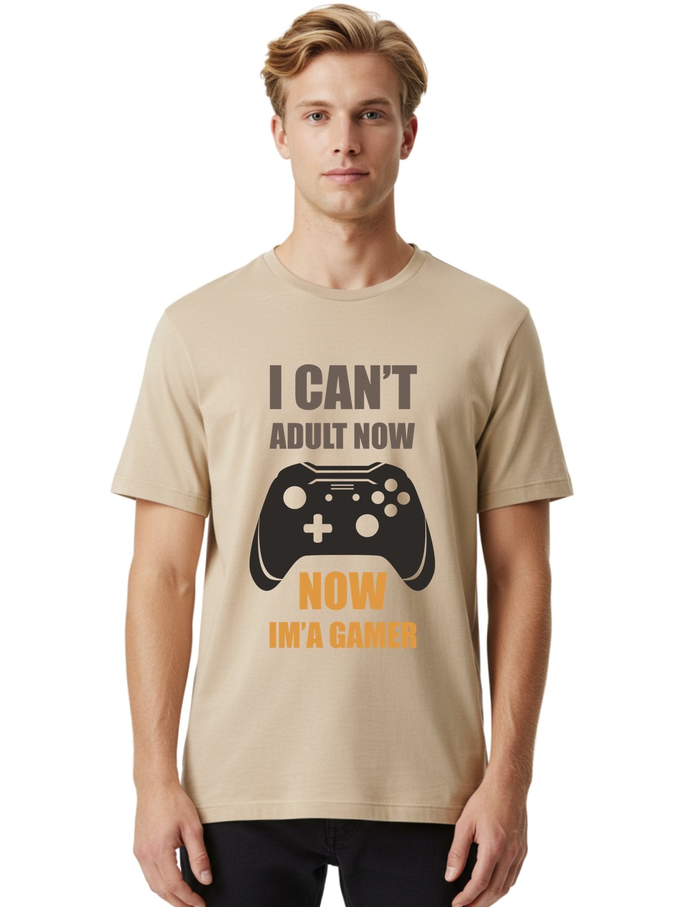 I-Can-T-Adult-Now Men'S Graphic Tee, 100% Cotton, Comfortable Casual Summer Wear, Machine Washable, Gaming Humor, Gamer Life, Video Game Controller, Can'T Adult, Gaming Culture, Fun Quote, Gaming Quote, Playful Graphics, Gaming Phrases -  Aaa644 25