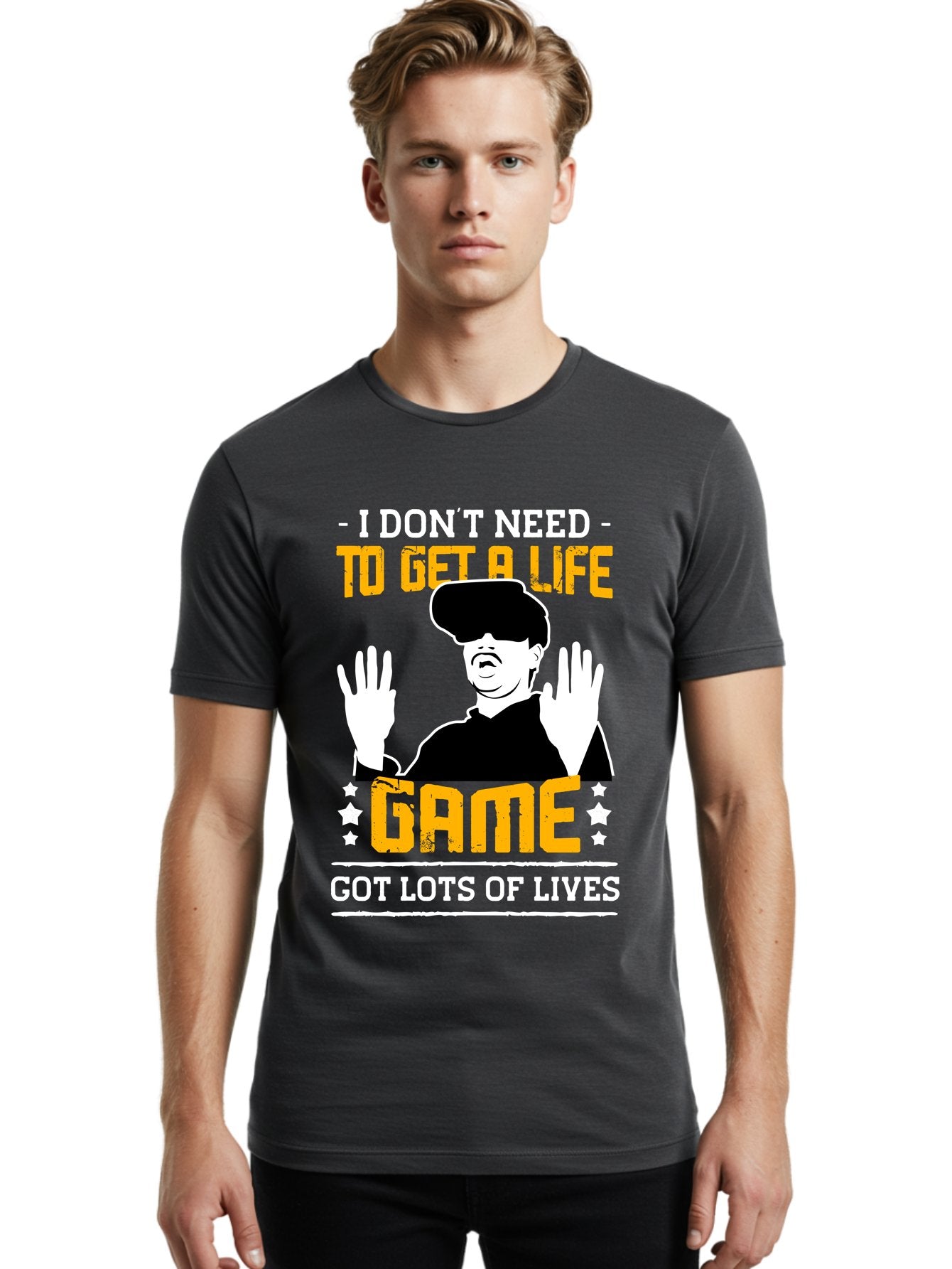 I-Don-T-Need-To-Get-A-Life-Game Men'S Graphic Tee, 100% Cotton, Comfortable Casual Summer Wear, Machine Washable, Gaming Humor, Video Game Quote, Gamer Lifestyle, Multiple Lives, Playful Graphics, Gaming Culture, Retro Gaming Style -  Aaa645 17