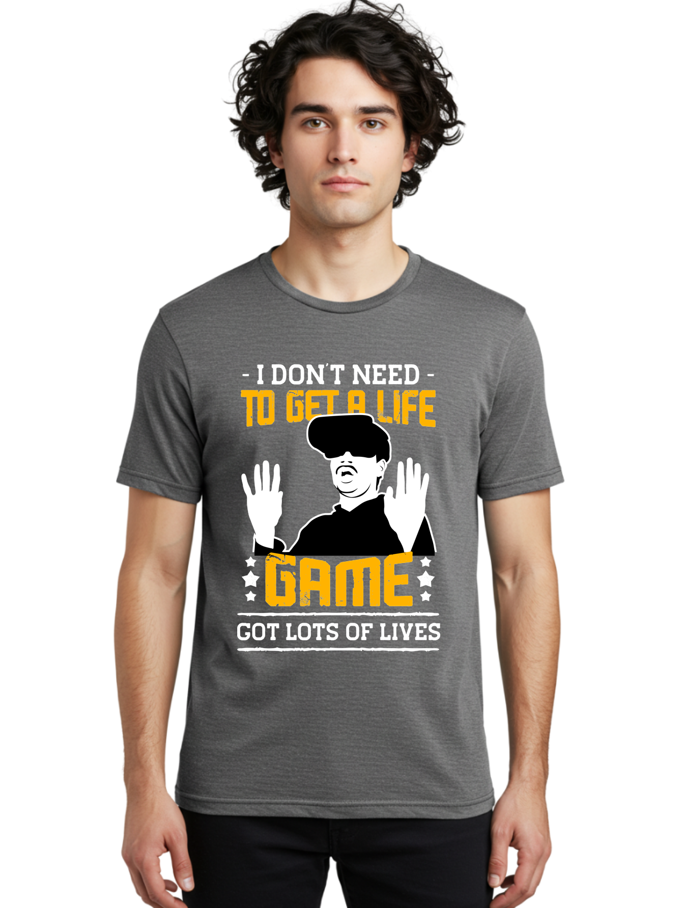 I-Don-T-Need-To-Get-A-Life-Game Men'S Graphic Tee, 100% Cotton, Comfortable Casual Summer Wear, Machine Washable, Gaming Humor, Video Game Quote, Gamer Lifestyle, Multiple Lives, Playful Graphics, Gaming Culture, Retro Gaming Style -  Aaa645 30