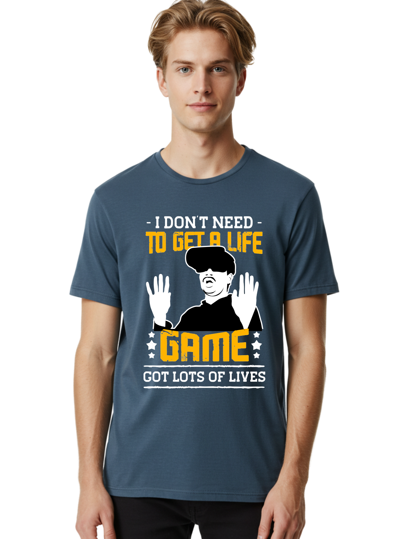 I-Don-T-Need-To-Get-A-Life-Game Men'S Graphic Tee, 100% Cotton, Comfortable Casual Summer Wear, Machine Washable, Gaming Humor, Video Game Quote, Gamer Lifestyle, Multiple Lives, Playful Graphics, Gaming Culture, Retro Gaming Style -  Aaa645 12