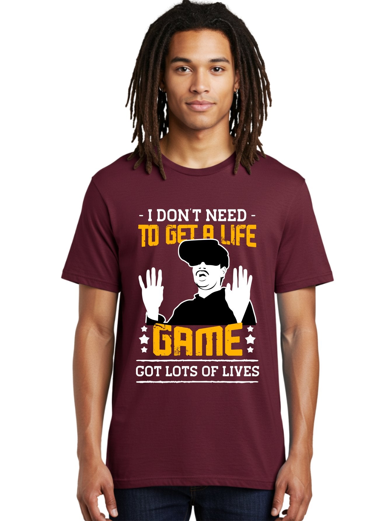 I-Don-T-Need-To-Get-A-Life-Game Men'S Graphic Tee, 100% Cotton, Comfortable Casual Summer Wear, Machine Washable, Gaming Humor, Video Game Quote, Gamer Lifestyle, Multiple Lives, Playful Graphics, Gaming Culture, Retro Gaming Style -  Aaa645 20