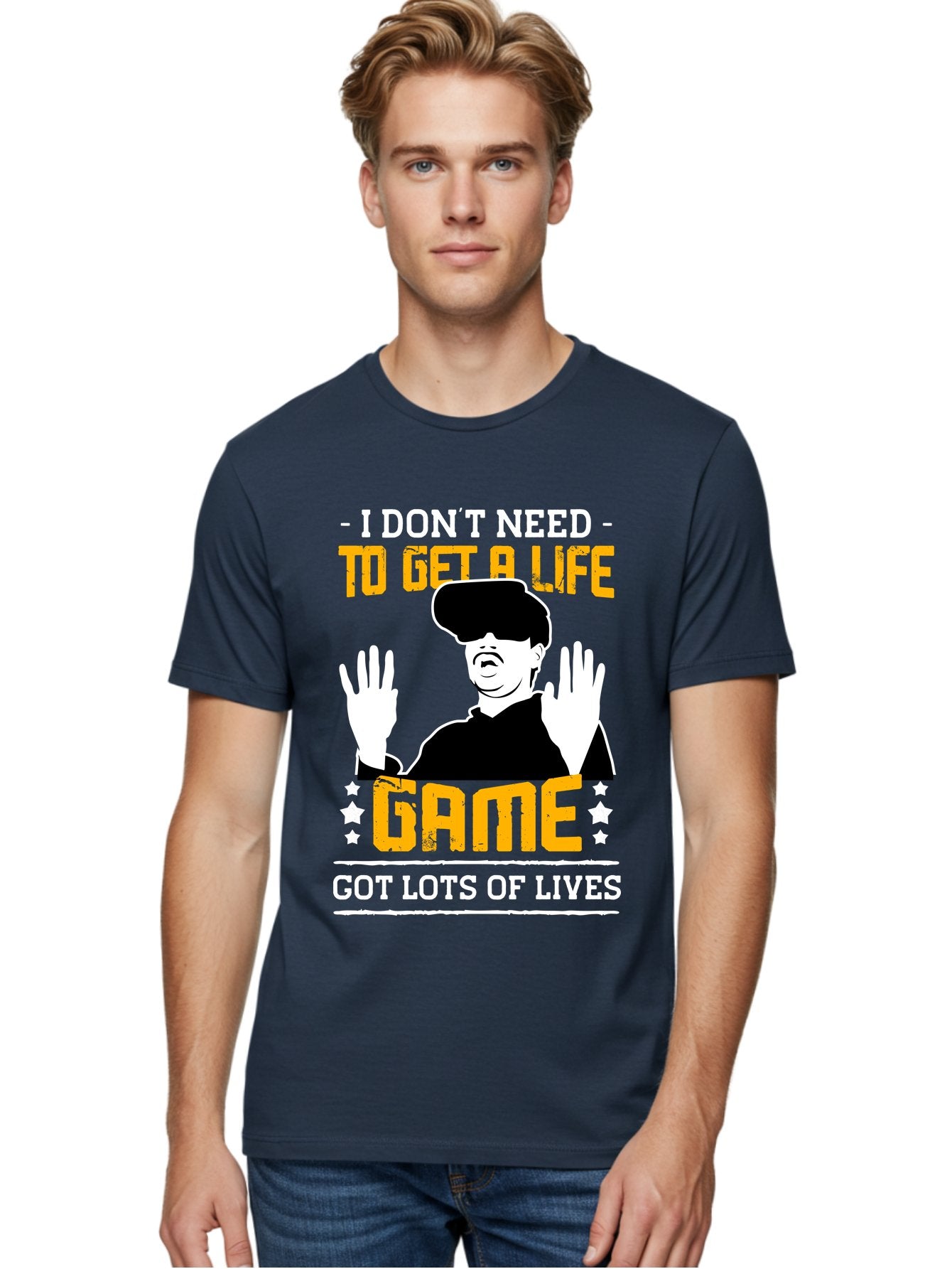 I-Don-T-Need-To-Get-A-Life-Game Men'S Graphic Tee, 100% Cotton, Comfortable Casual Summer Wear, Machine Washable, Gaming Humor, Video Game Quote, Gamer Lifestyle, Multiple Lives, Playful Graphics, Gaming Culture, Retro Gaming Style -  Aaa645 19