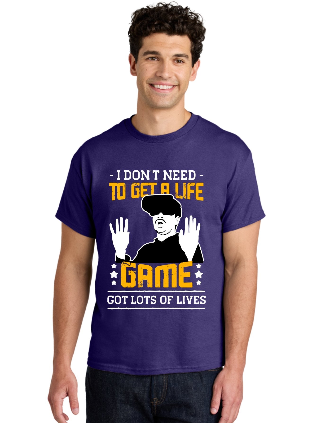 I-Don-T-Need-To-Get-A-Life-Game Men'S Graphic Tee, 100% Cotton, Comfortable Casual Summer Wear, Machine Washable, Gaming Humor, Video Game Quote, Gamer Lifestyle, Multiple Lives, Playful Graphics, Gaming Culture, Retro Gaming Style -  Aaa645 22