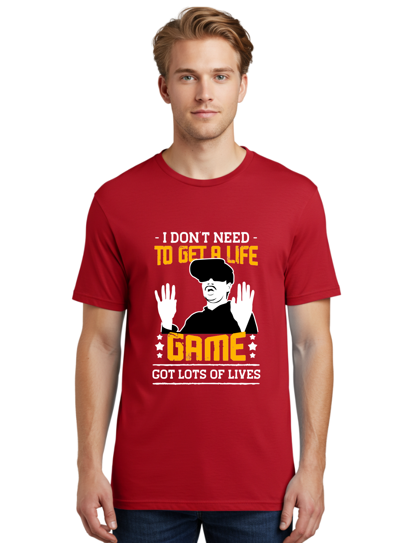 I-Don-T-Need-To-Get-A-Life-Game Men'S Graphic Tee, 100% Cotton, Comfortable Casual Summer Wear, Machine Washable, Gaming Humor, Video Game Quote, Gamer Lifestyle, Multiple Lives, Playful Graphics, Gaming Culture, Retro Gaming Style -  Aaa645 24