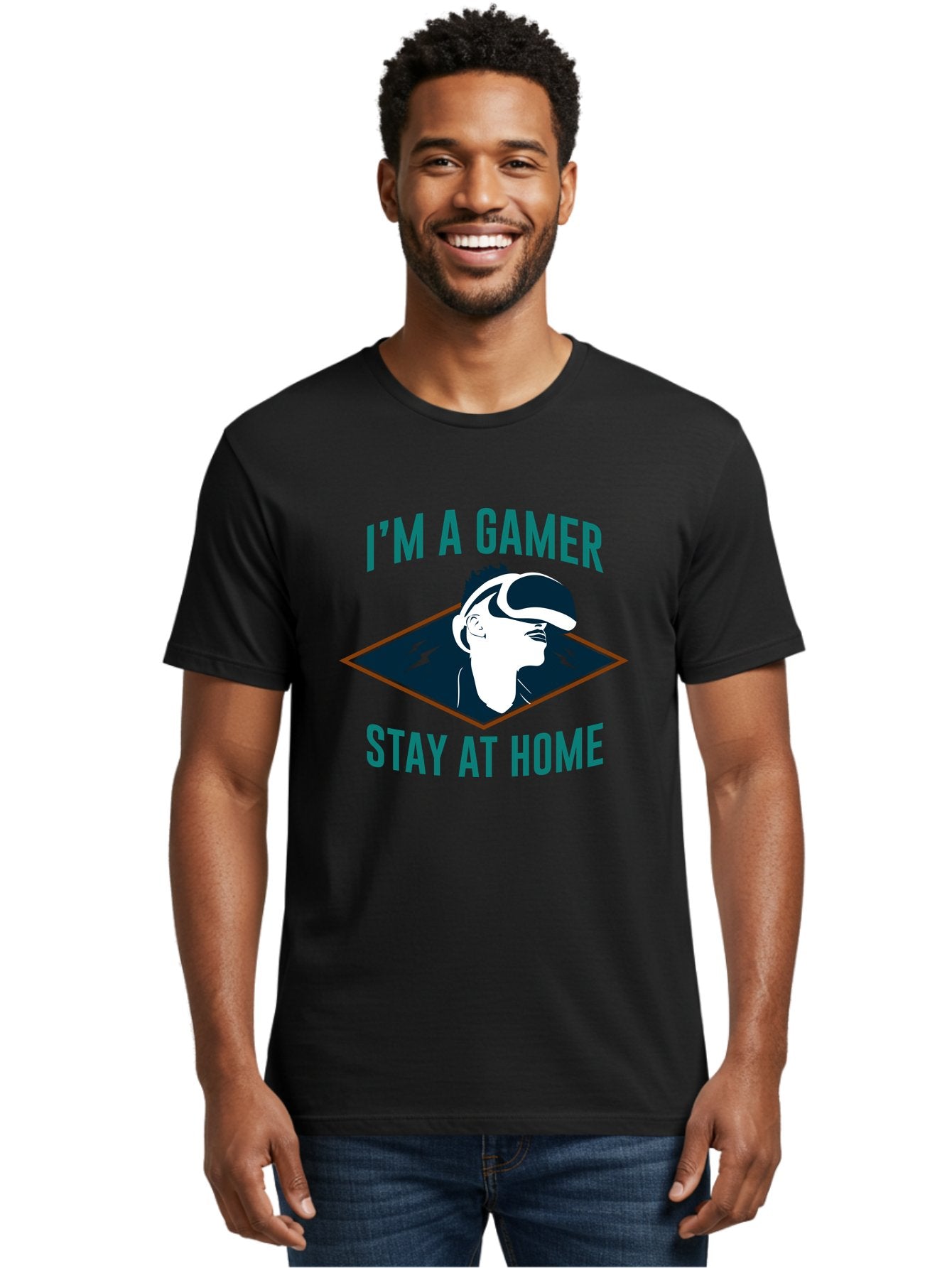 I-M-A-Gamer-Stay-At-Home Men'S Graphic Tee, 100% Cotton, Comfortable Casual Summer Wear, Machine Washable, Gamer, Vr Headset, Stay At Home, Gaming Culture, Online Gaming, Virtual Reality Experience, Gaming Lifestyle, Tech Enthusiast -  Aaa646 24