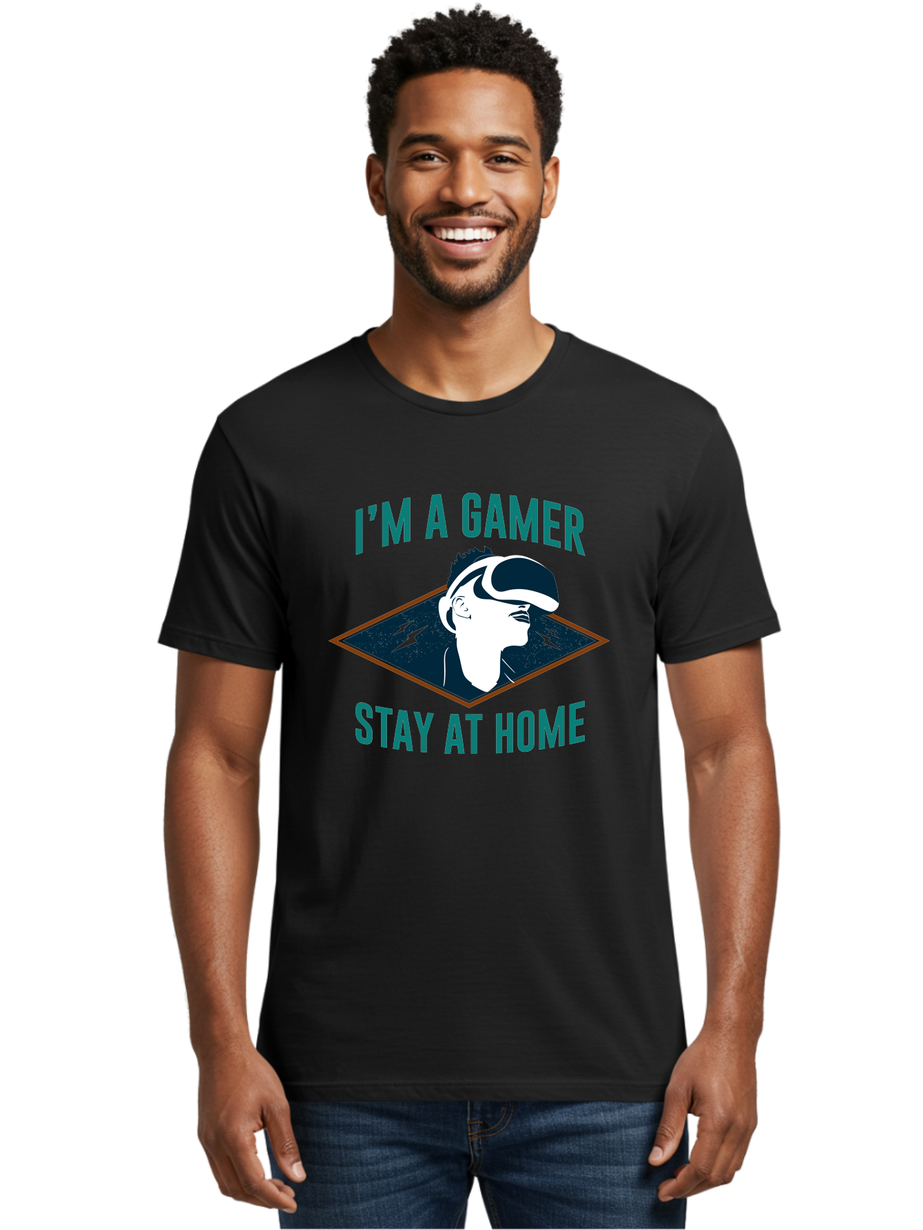 I-M-A-Gamer-Stay-At-Home Men'S Graphic Tee, 100% Cotton, Comfortable Casual Summer Wear, Machine Washable, Gamer, Vr Headset, Stay At Home, Gaming Culture, Online Gaming, Virtual Reality Experience, Gaming Lifestyle, Tech Enthusiast -  Aaa646