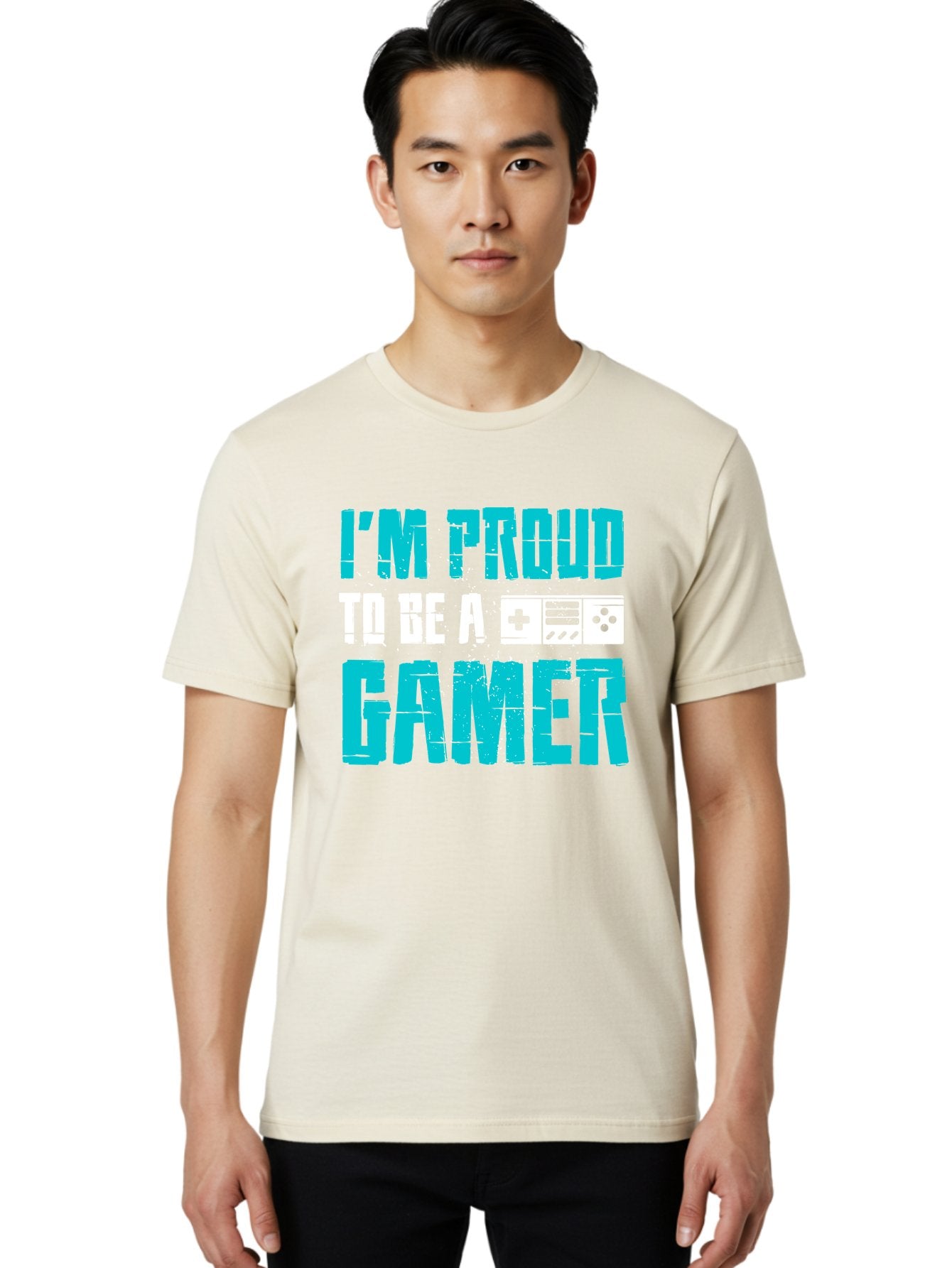 I-M-Proud-To-Be-A-Gamer Men'S Graphic Tee, 100% Cotton, Comfortable Casual Summer Wear, Machine Washable, Gaming Culture, Gamer Pride, Video Games, Gaming Community, Gamer Identity, Positive Affirmation, Game On -  Aaa647 26