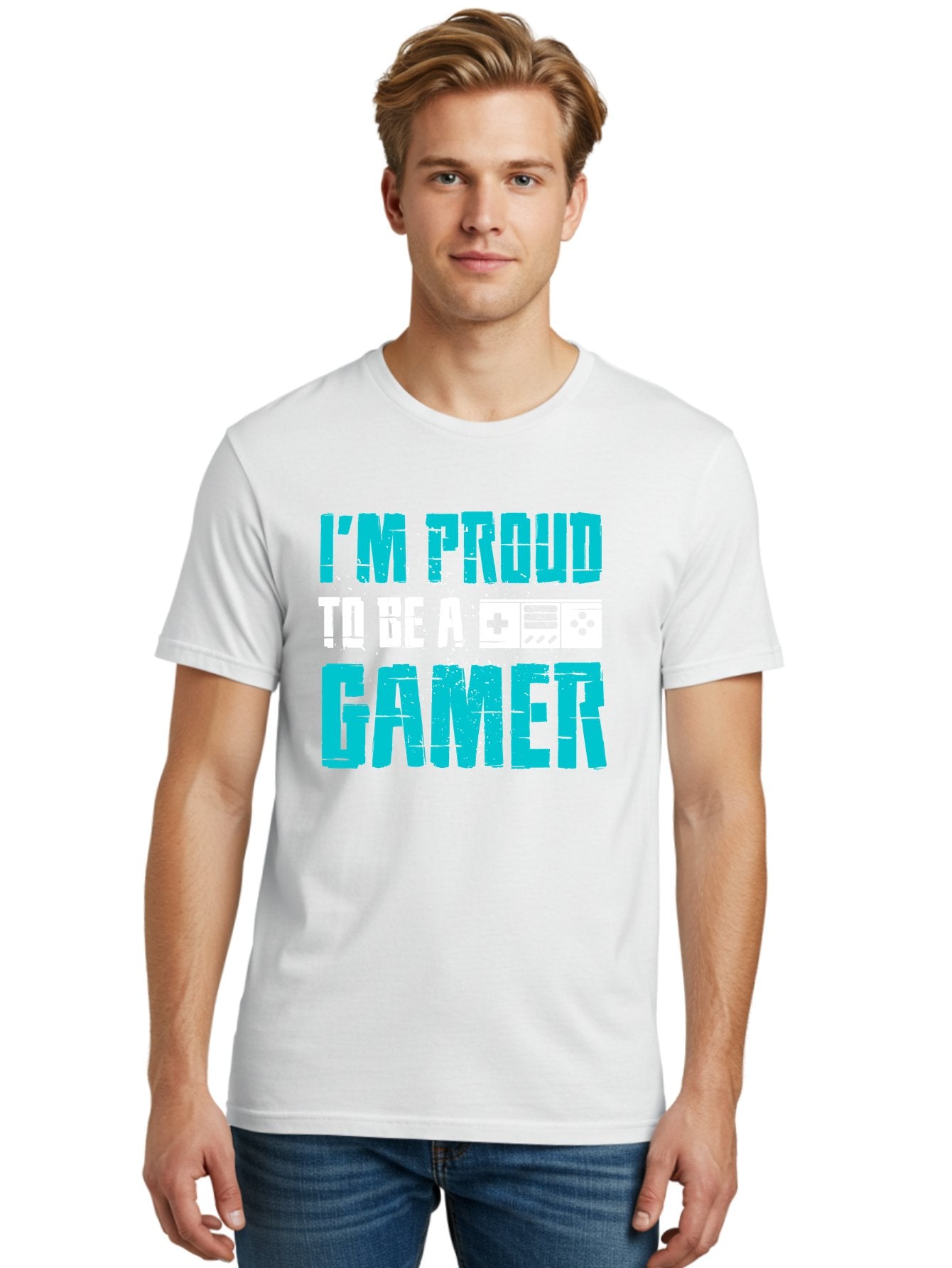 I-M-Proud-To-Be-A-Gamer Men'S Graphic Tee, 100% Cotton, Comfortable Casual Summer Wear, Machine Washable, Gaming Culture, Gamer Pride, Video Games, Gaming Community, Gamer Identity, Positive Affirmation, Game On -  Aaa647 21