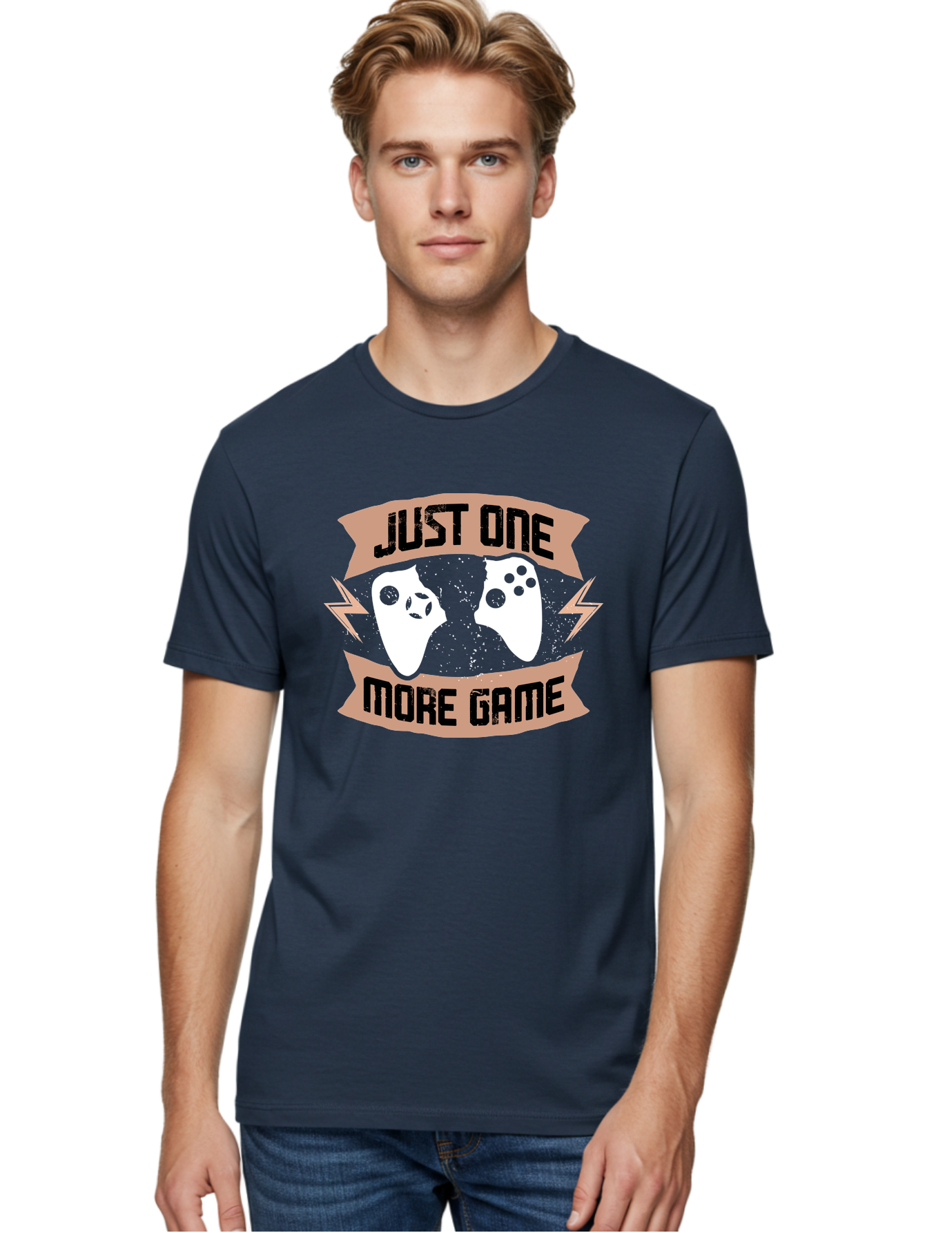 Just-One-More-Game Men'S Graphic Tee, 100% Cotton, Comfortable Casual Summer Wear, Machine Washable, Gaming Controllers, Video Game, Gaming Culture, Just One More Game, Playful Design, Gaming Quote, Retro Gaming -  Aaa649 20