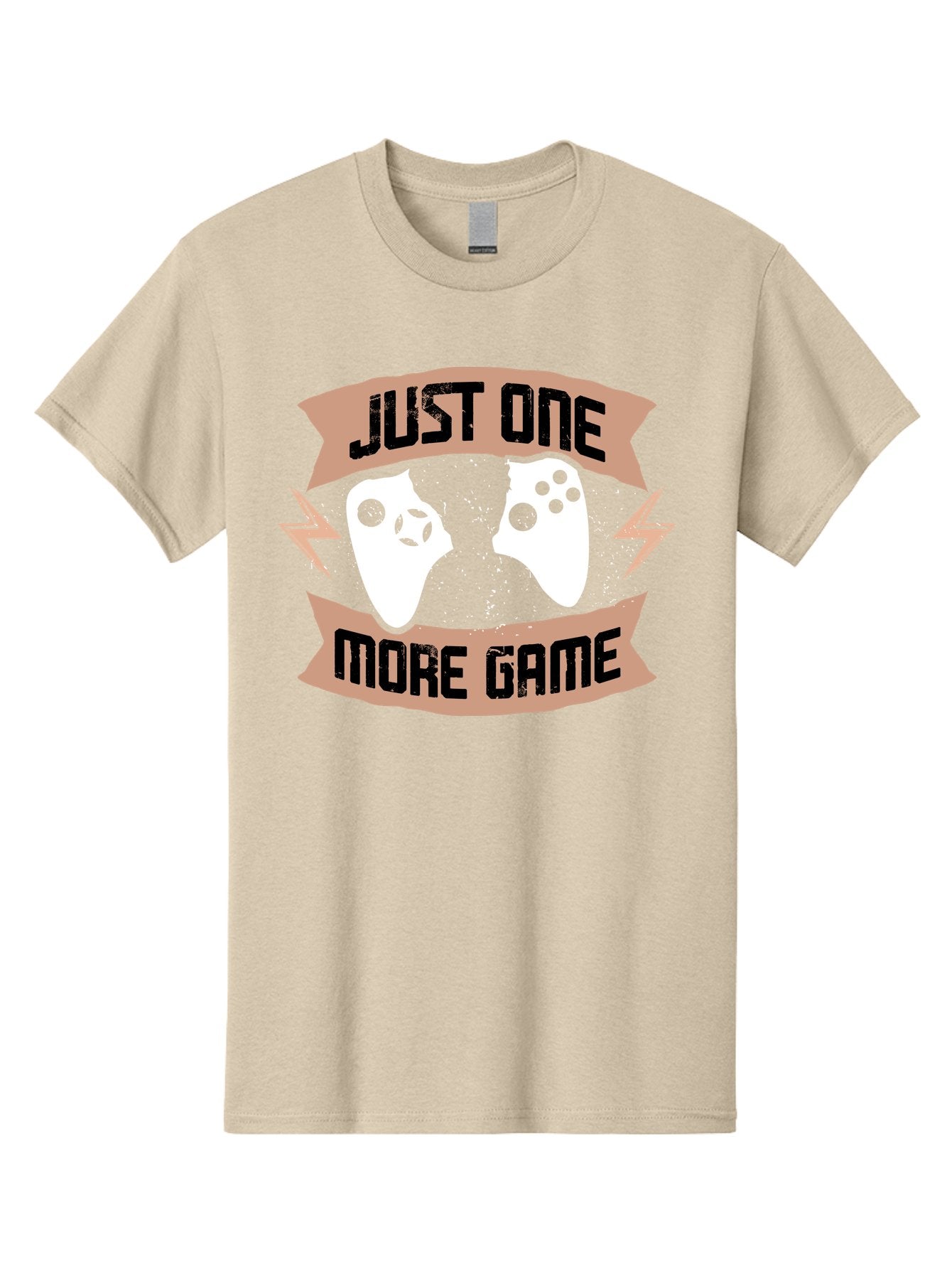 Just-One-More-Game Men'S Graphic Tee, 100% Cotton, Comfortable Casual Summer Wear, Machine Washable, Gaming Controllers, Video Game, Gaming Culture, Just One More Game, Playful Design, Gaming Quote, Retro Gaming -  Aaa649