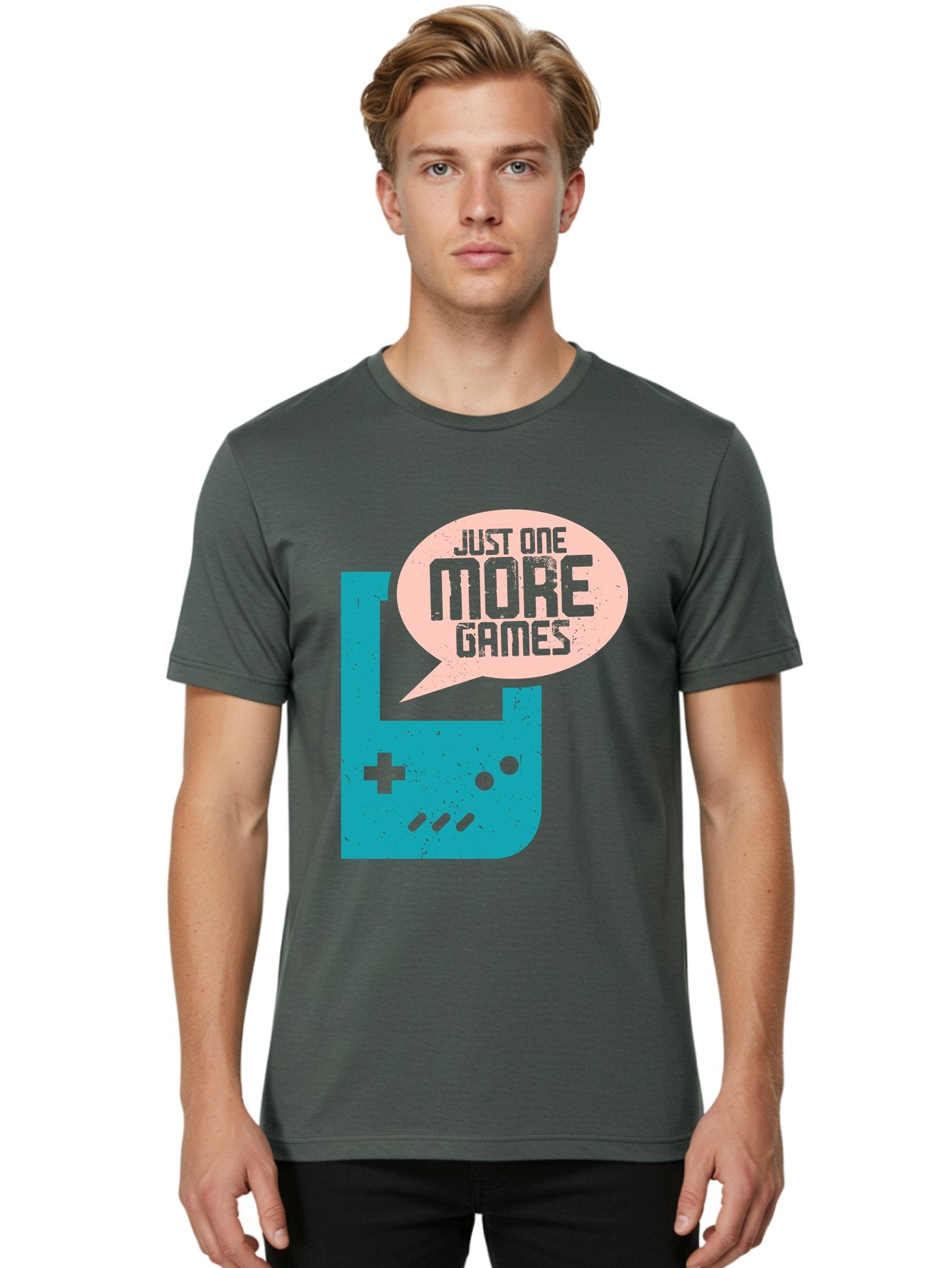 Just-One-More-Games Men'S Graphic Tee, 100% Cotton, Comfortable Casual Summer Wear, Machine Washable, Retro Gaming, Video Game Controller, Nostalgic Design, Just One More Games, Gaming Culture, Pixel Art, Retro Aesthetic, Gamer Quote, -  Aaa650 27