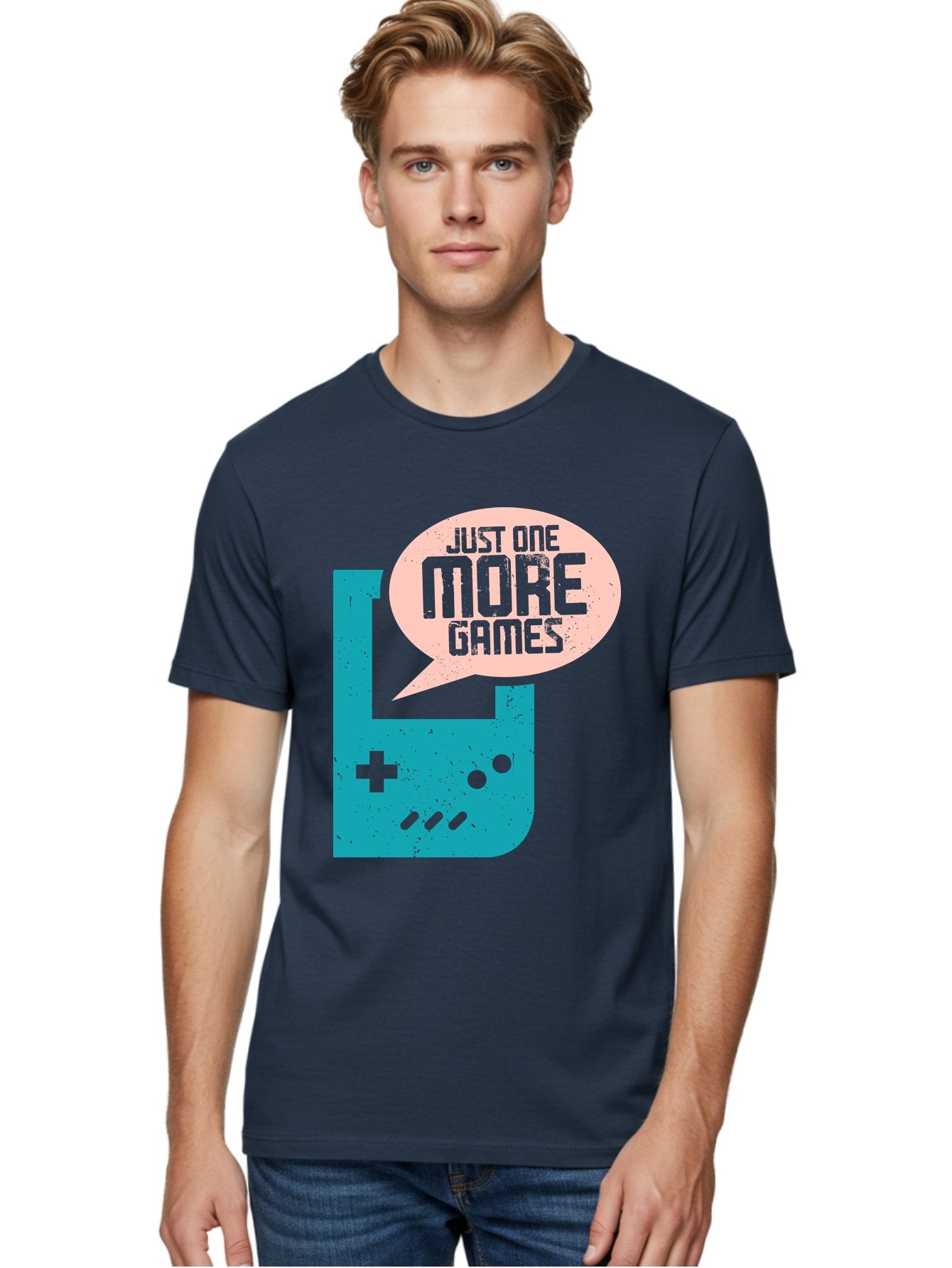 Just-One-More-Games Men'S Graphic Tee, 100% Cotton, Comfortable Casual Summer Wear, Machine Washable, Retro Gaming, Video Game Controller, Nostalgic Design, Just One More Games, Gaming Culture, Pixel Art, Retro Aesthetic, Gamer Quote, -  Aaa650 30