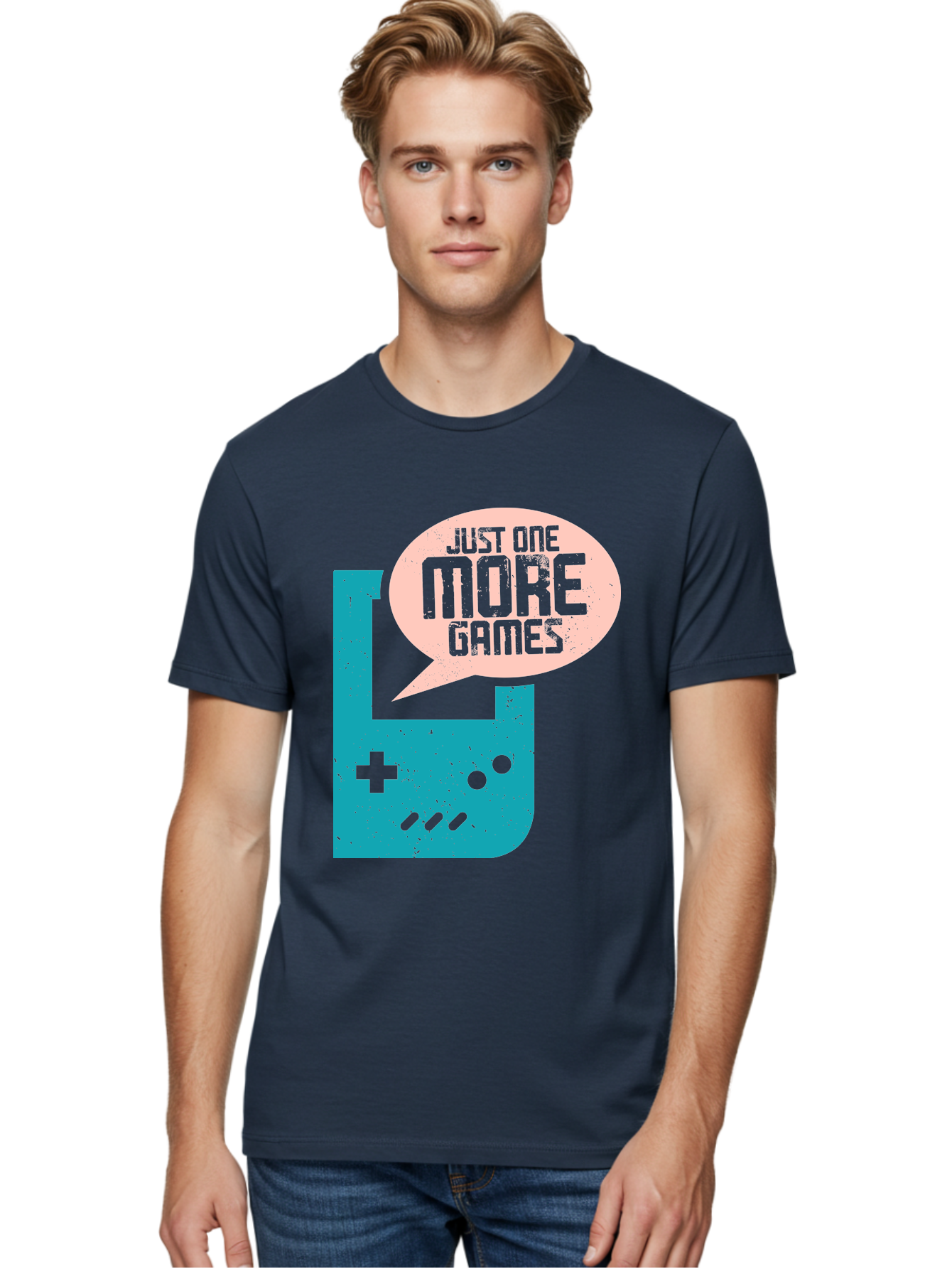 Just-One-More-Games Men'S Graphic Tee, 100% Cotton, Comfortable Casual Summer Wear, Machine Washable, Retro Gaming, Video Game Controller, Nostalgic Design, Just One More Games, Gaming Culture, Pixel Art, Retro Aesthetic, Gamer Quote, -  Aaa650 20