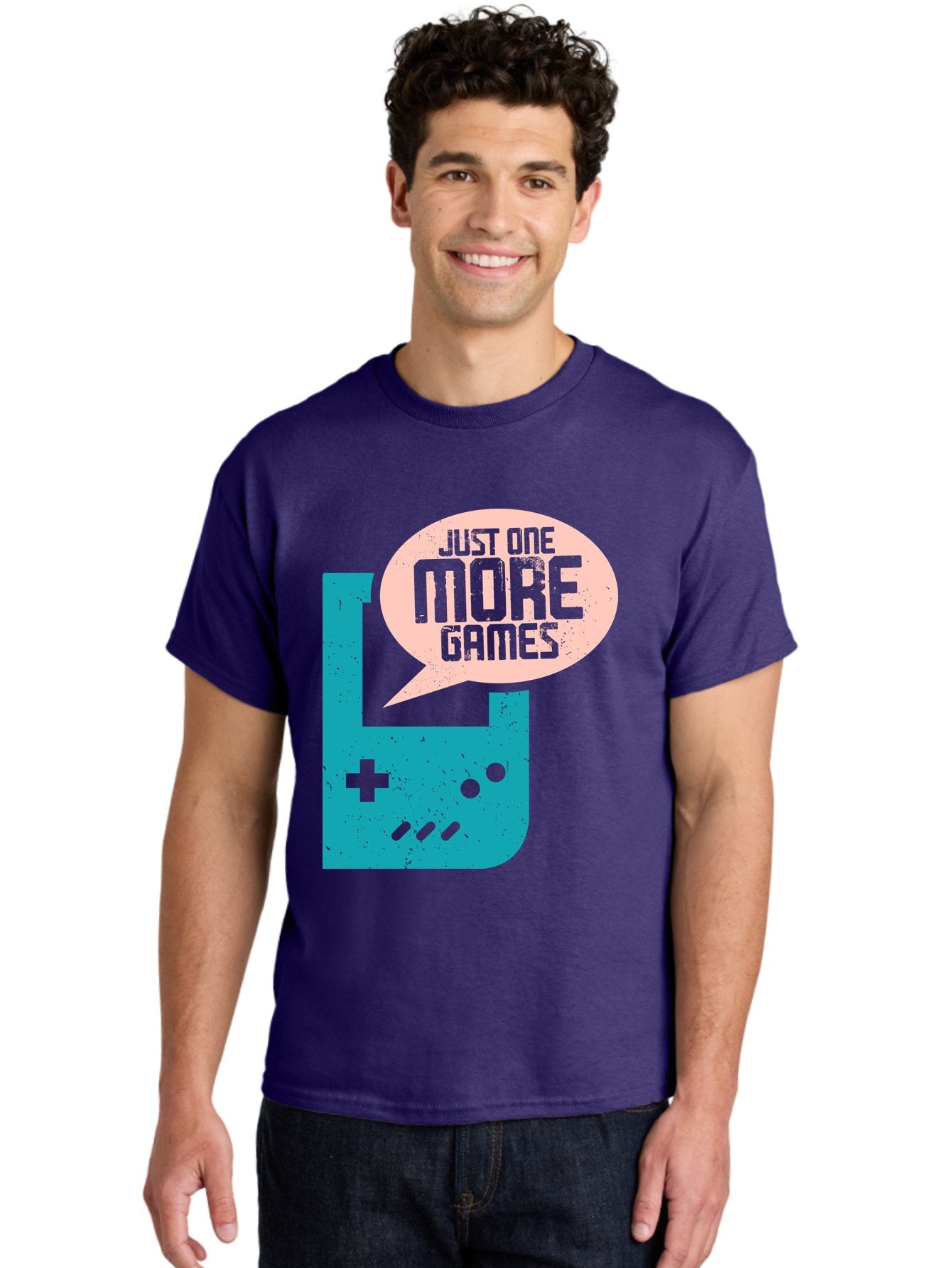 Just-One-More-Games Men'S Graphic Tee, 100% Cotton, Comfortable Casual Summer Wear, Machine Washable, Retro Gaming, Video Game Controller, Nostalgic Design, Just One More Games, Gaming Culture, Pixel Art, Retro Aesthetic, Gamer Quote, -  Aaa650 26