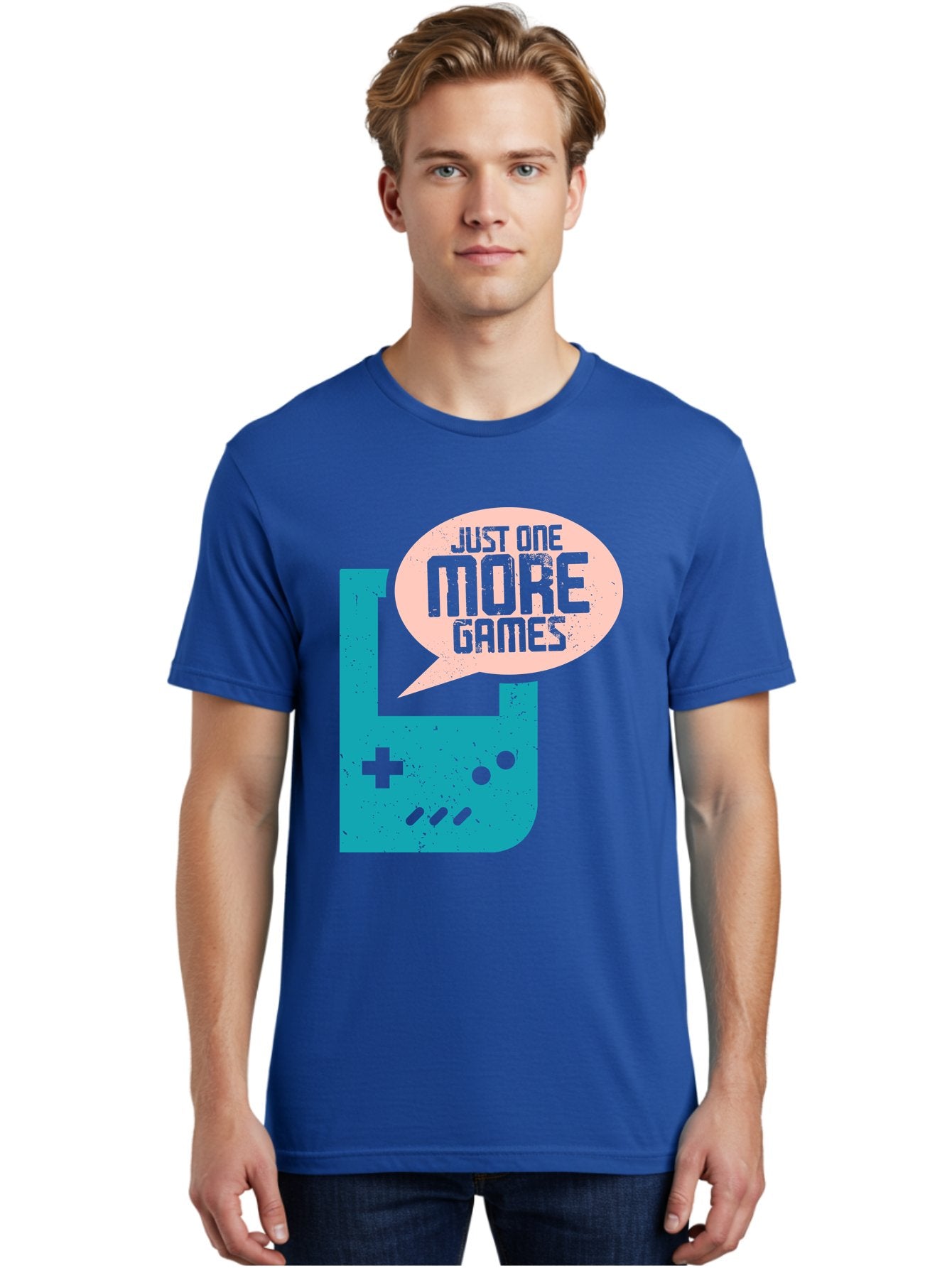 Just-One-More-Games Men'S Graphic Tee, 100% Cotton, Comfortable Casual Summer Wear, Machine Washable, Retro Gaming, Video Game Controller, Nostalgic Design, Just One More Games, Gaming Culture, Pixel Art, Retro Aesthetic, Gamer Quote, -  Aaa650 29