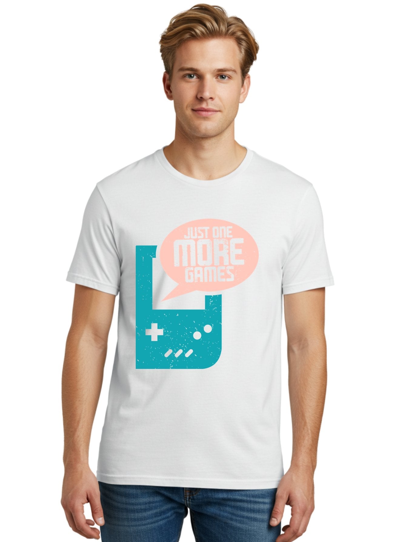 Just-One-More-Games Men'S Graphic Tee, 100% Cotton, Comfortable Casual Summer Wear, Machine Washable, Retro Gaming, Video Game Controller, Nostalgic Design, Just One More Games, Gaming Culture, Pixel Art, Retro Aesthetic, Gamer Quote, -  Aaa650 22