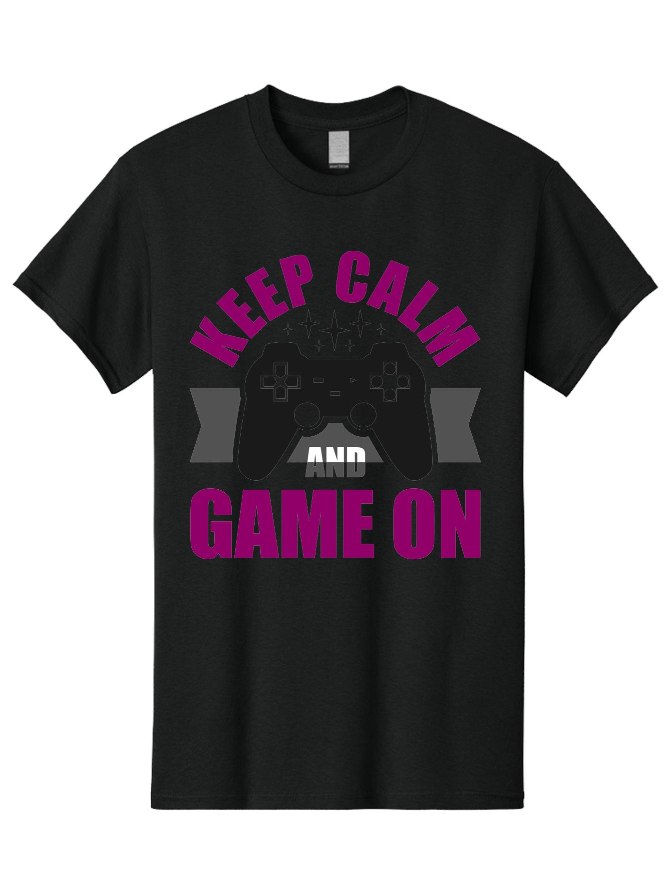 Keep-Calm-And-Game-On Men'S Graphic Tee, 100% Cotton, Comfortable Casual Summer Wear, Machine Washable, Gaming Inspiration, Motivational Quote, Video Game Controller, Keep Calm, Game On, Gaming Quote, Motivational Poster, -  Aaa651