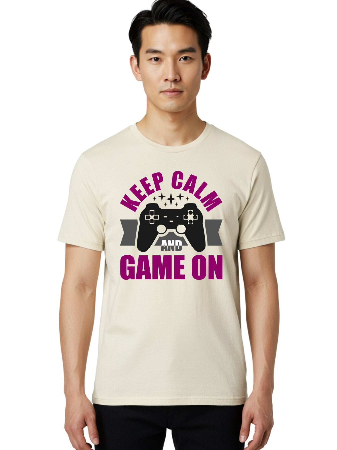 Keep-Calm-And-Game-On Men'S Graphic Tee, 100% Cotton, Comfortable Casual Summer Wear, Machine Washable, Gaming Inspiration, Motivational Quote, Video Game Controller, Keep Calm, Game On, Gaming Quote, Motivational Poster, -  Aaa651 27