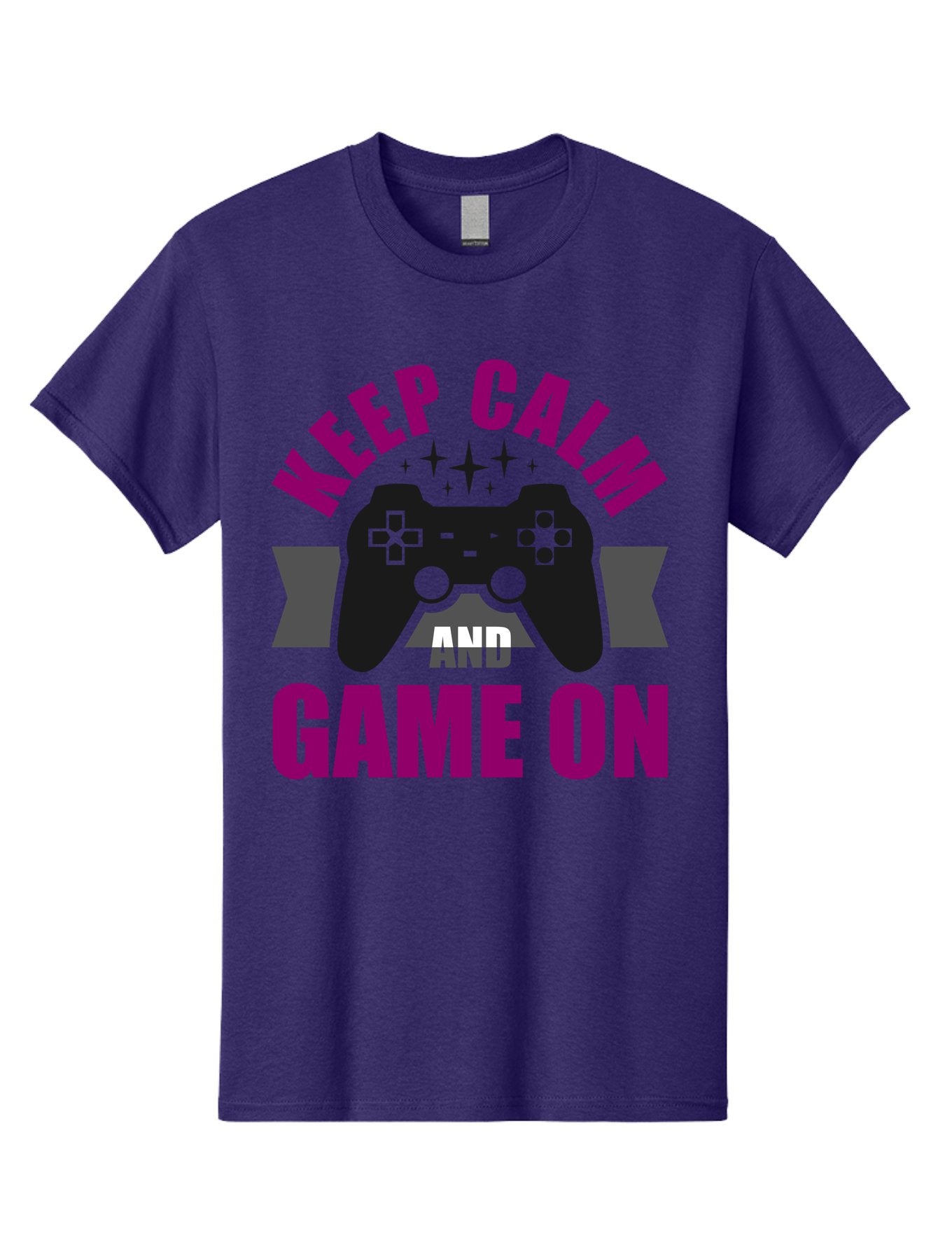 Keep-Calm-And-Game-On Men'S Graphic Tee, 100% Cotton, Comfortable Casual Summer Wear, Machine Washable, Gaming Inspiration, Motivational Quote, Video Game Controller, Keep Calm, Game On, Gaming Quote, Motivational Poster, -  Aaa651