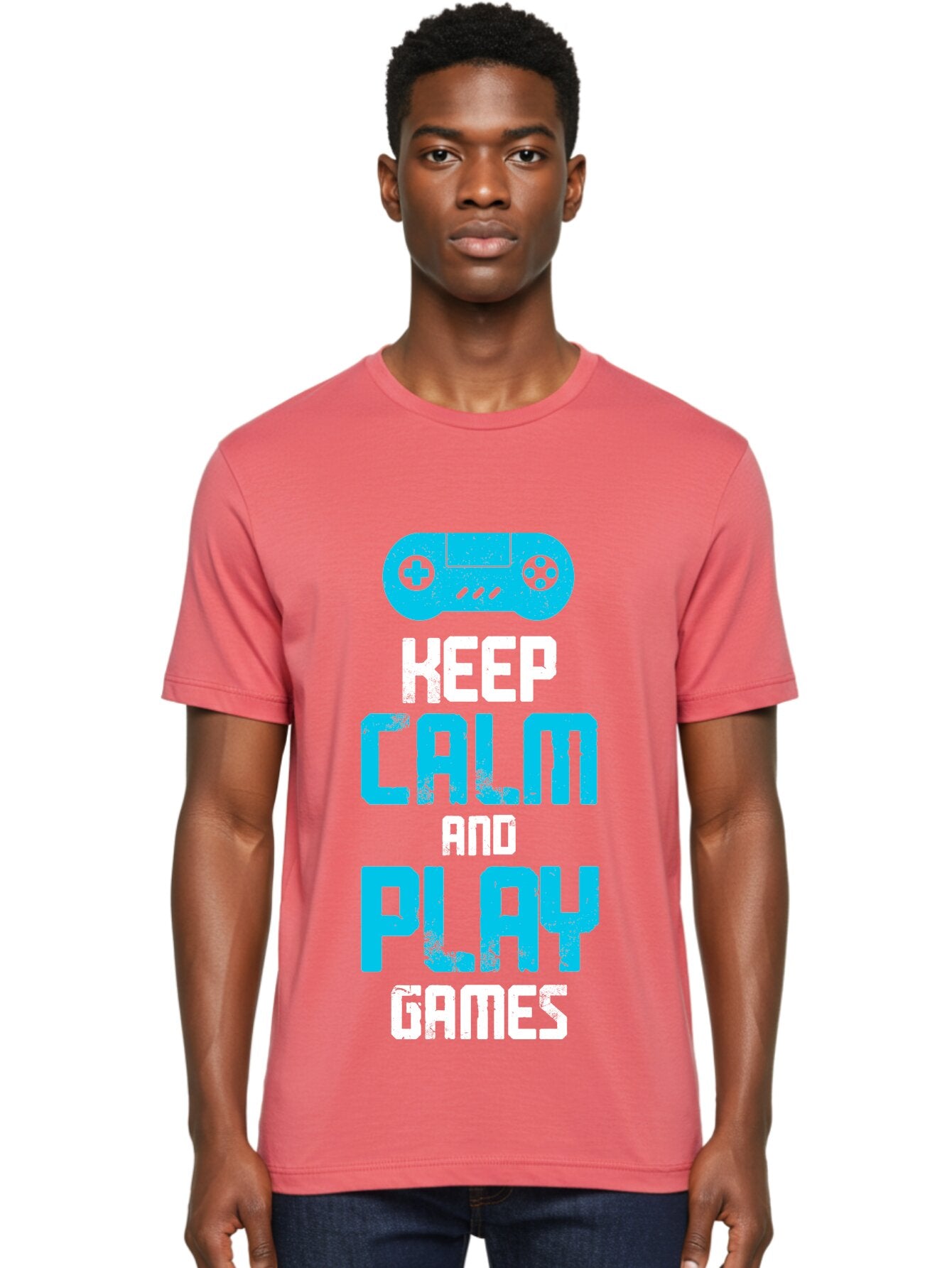 Keep-Calm-And-Play-Games Men'S Graphic Tee, 100% Cotton, Comfortable Casual Summer Wear, Machine Washable, Gaming Poster, Playful Design, Keep Calm Parody, Video Game Controller, Gamer Gift, Retro Gaming Style, Fun Typography, -  Aaa652 27