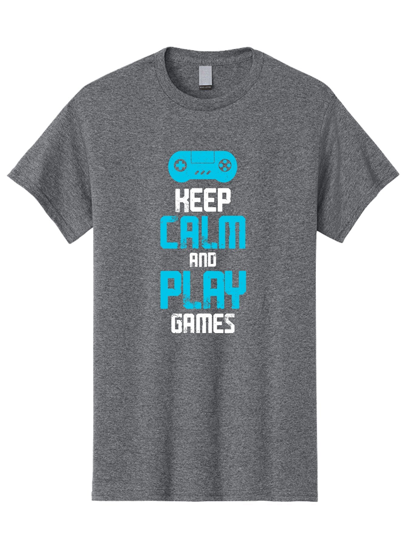 Keep-Calm-And-Play-Games Men'S Graphic Tee, 100% Cotton, Comfortable Casual Summer Wear, Machine Washable, Gaming Poster, Playful Design, Keep Calm Parody, Video Game Controller, Gamer Gift, Retro Gaming Style, Fun Typography, -  Aaa652 14