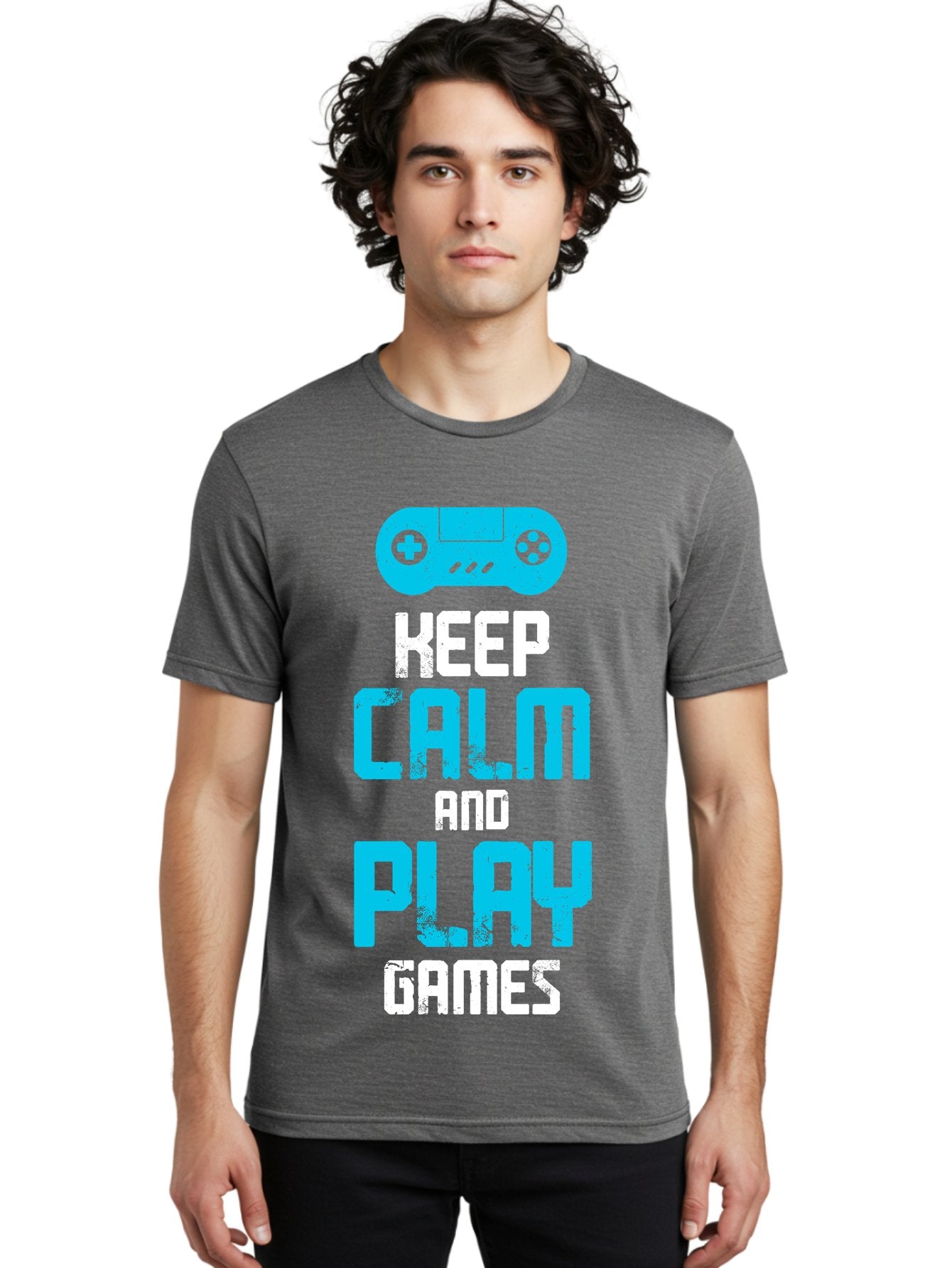 Keep-Calm-And-Play-Games Men'S Graphic Tee, 100% Cotton, Comfortable Casual Summer Wear, Machine Washable, Gaming Poster, Playful Design, Keep Calm Parody, Video Game Controller, Gamer Gift, Retro Gaming Style, Fun Typography, -  Aaa652 29