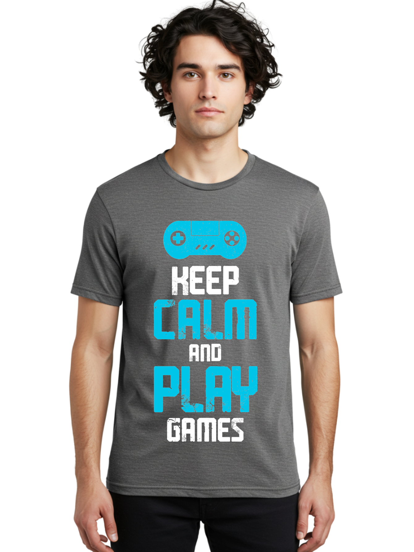 Keep-Calm-And-Play-Games Men'S Graphic Tee, 100% Cotton, Comfortable Casual Summer Wear, Machine Washable, Gaming Poster, Playful Design, Keep Calm Parody, Video Game Controller, Gamer Gift, Retro Gaming Style, Fun Typography, -  Aaa652 6