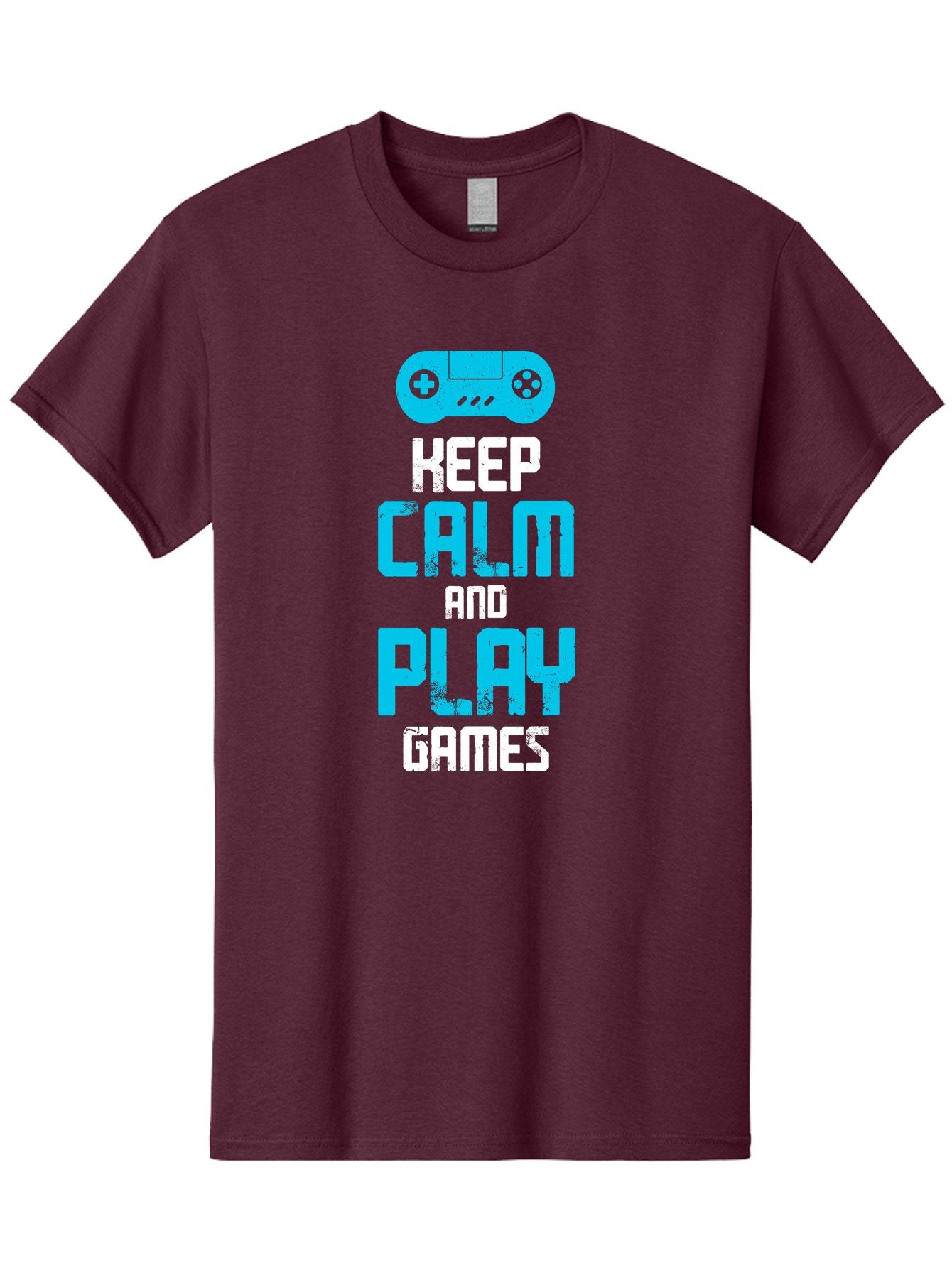 Keep-Calm-And-Play-Games Men'S Graphic Tee, 100% Cotton, Comfortable Casual Summer Wear, Machine Washable, Gaming Poster, Playful Design, Keep Calm Parody, Video Game Controller, Gamer Gift, Retro Gaming Style, Fun Typography, -  Aaa652 13