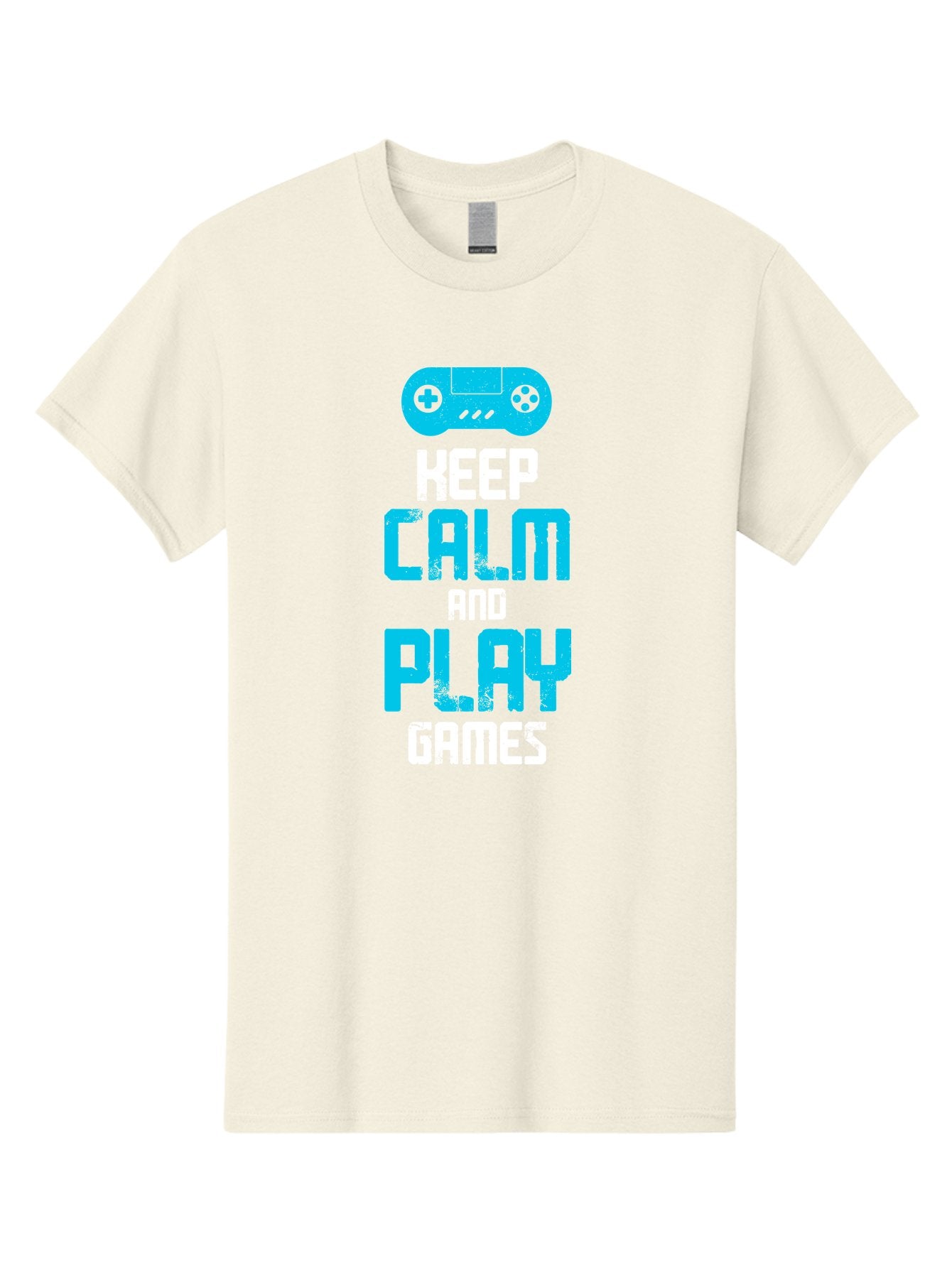 Keep-Calm-And-Play-Games Men'S Graphic Tee, 100% Cotton, Comfortable Casual Summer Wear, Machine Washable, Gaming Poster, Playful Design, Keep Calm Parody, Video Game Controller, Gamer Gift, Retro Gaming Style, Fun Typography, -  Aaa652