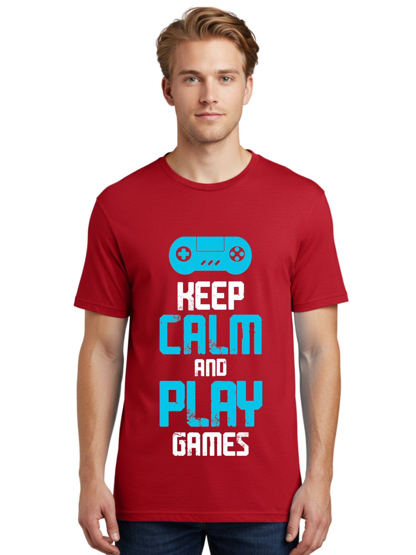 Keep-Calm-And-Play-Games Men'S Graphic Tee, 100% Cotton, Comfortable Casual Summer Wear, Machine Washable, Gaming Poster, Playful Design, Keep Calm Parody, Video Game Controller, Gamer Gift, Retro Gaming Style, Fun Typography, -  Aaa652 30