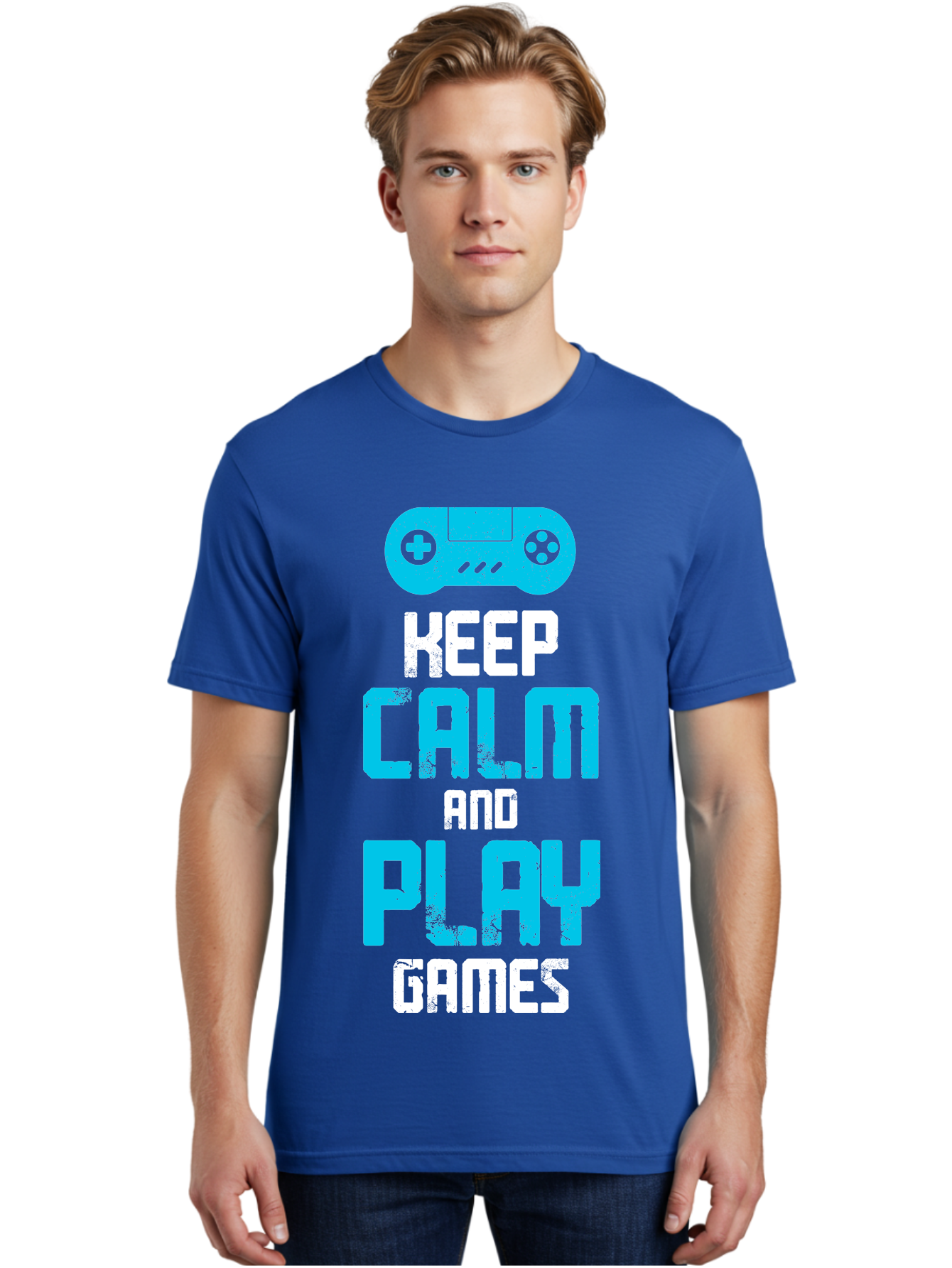 Keep-Calm-And-Play-Games Men'S Graphic Tee, 100% Cotton, Comfortable Casual Summer Wear, Machine Washable, Gaming Poster, Playful Design, Keep Calm Parody, Video Game Controller, Gamer Gift, Retro Gaming Style, Fun Typography, -  Aaa652 26