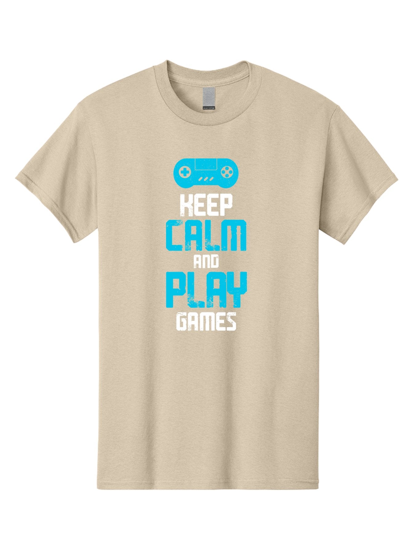 Keep-Calm-And-Play-Games Men'S Graphic Tee, 100% Cotton, Comfortable Casual Summer Wear, Machine Washable, Gaming Poster, Playful Design, Keep Calm Parody, Video Game Controller, Gamer Gift, Retro Gaming Style, Fun Typography, -  Aaa652