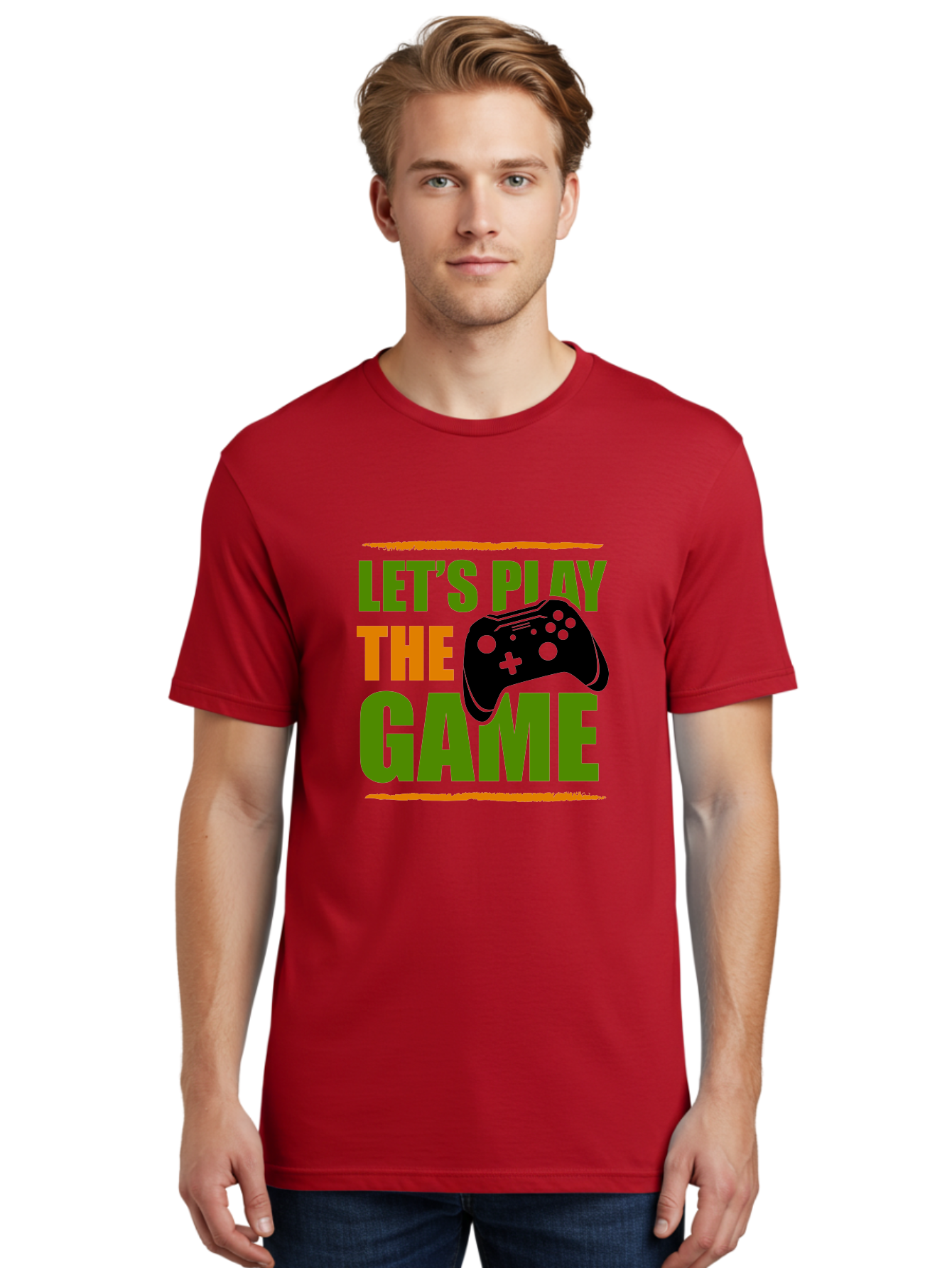 Let-S-Play-Game Men'S Graphic Tee, 100% Cotton, Comfortable Casual Summer Wear, Machine Washable, Game Controller, Playful Vibe, Gaming Inspiration, Let'S Play, Fun Gaming, Video Game, Gaming Culture, Gaming Community, Game On -  Aaa653