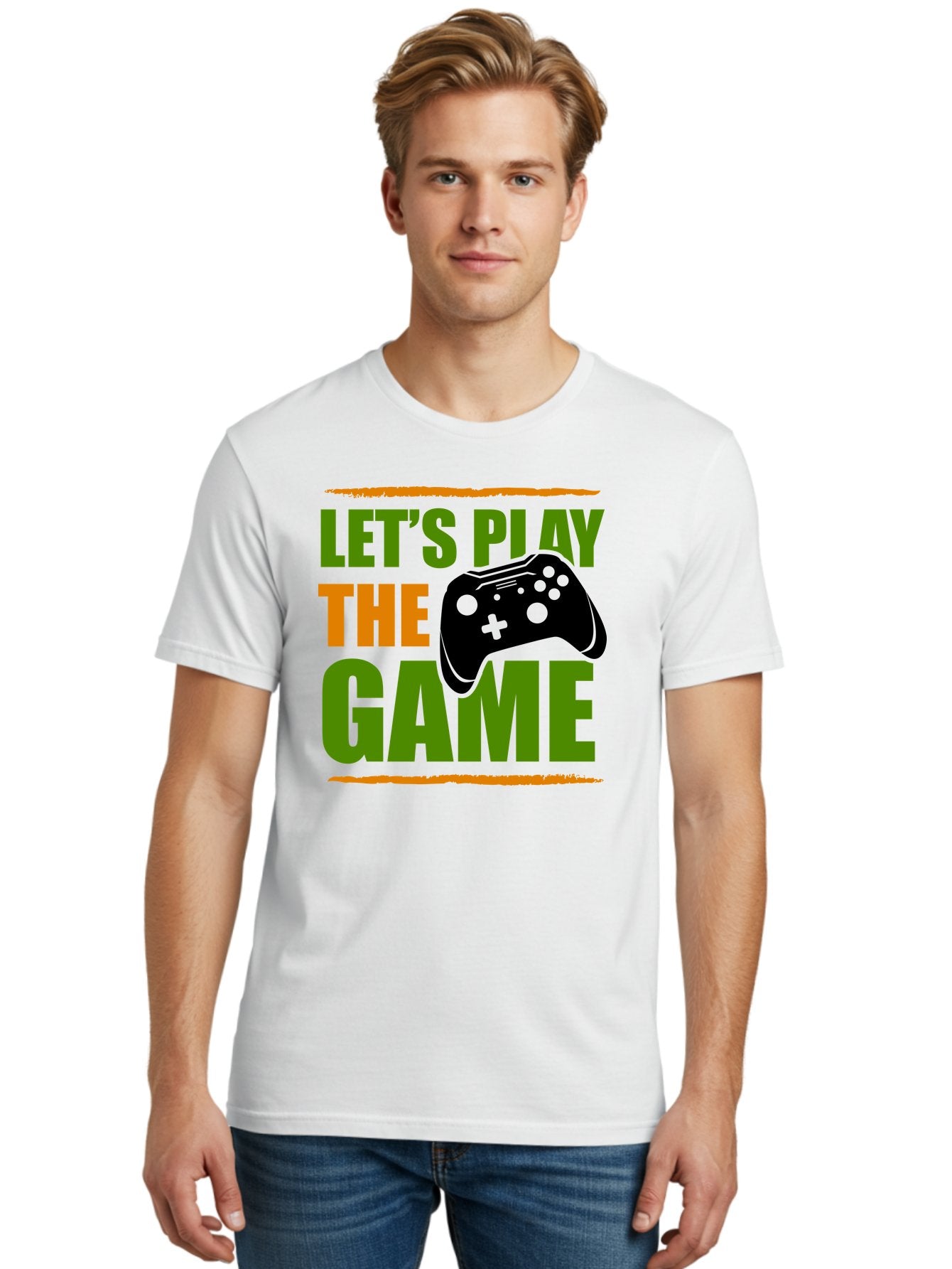 Let-S-Play-Game Men'S Graphic Tee, 100% Cotton, Comfortable Casual Summer Wear, Machine Washable, Game Controller, Playful Vibe, Gaming Inspiration, Let'S Play, Fun Gaming, Video Game, Gaming Culture, Gaming Community, Game On -  Aaa653 20