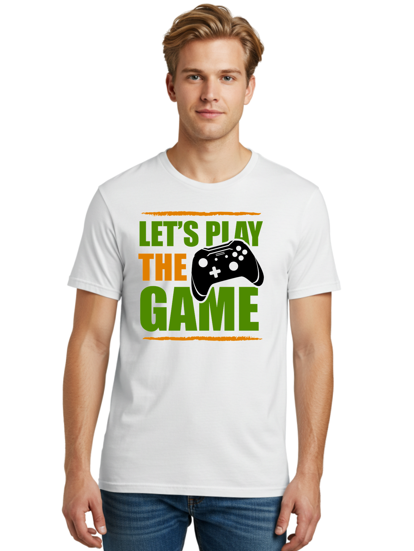 Let-S-Play-Game Men'S Graphic Tee, 100% Cotton, Comfortable Casual Summer Wear, Machine Washable, Game Controller, Playful Vibe, Gaming Inspiration, Let'S Play, Fun Gaming, Video Game, Gaming Culture, Gaming Community, Game On -  Aaa653 30
