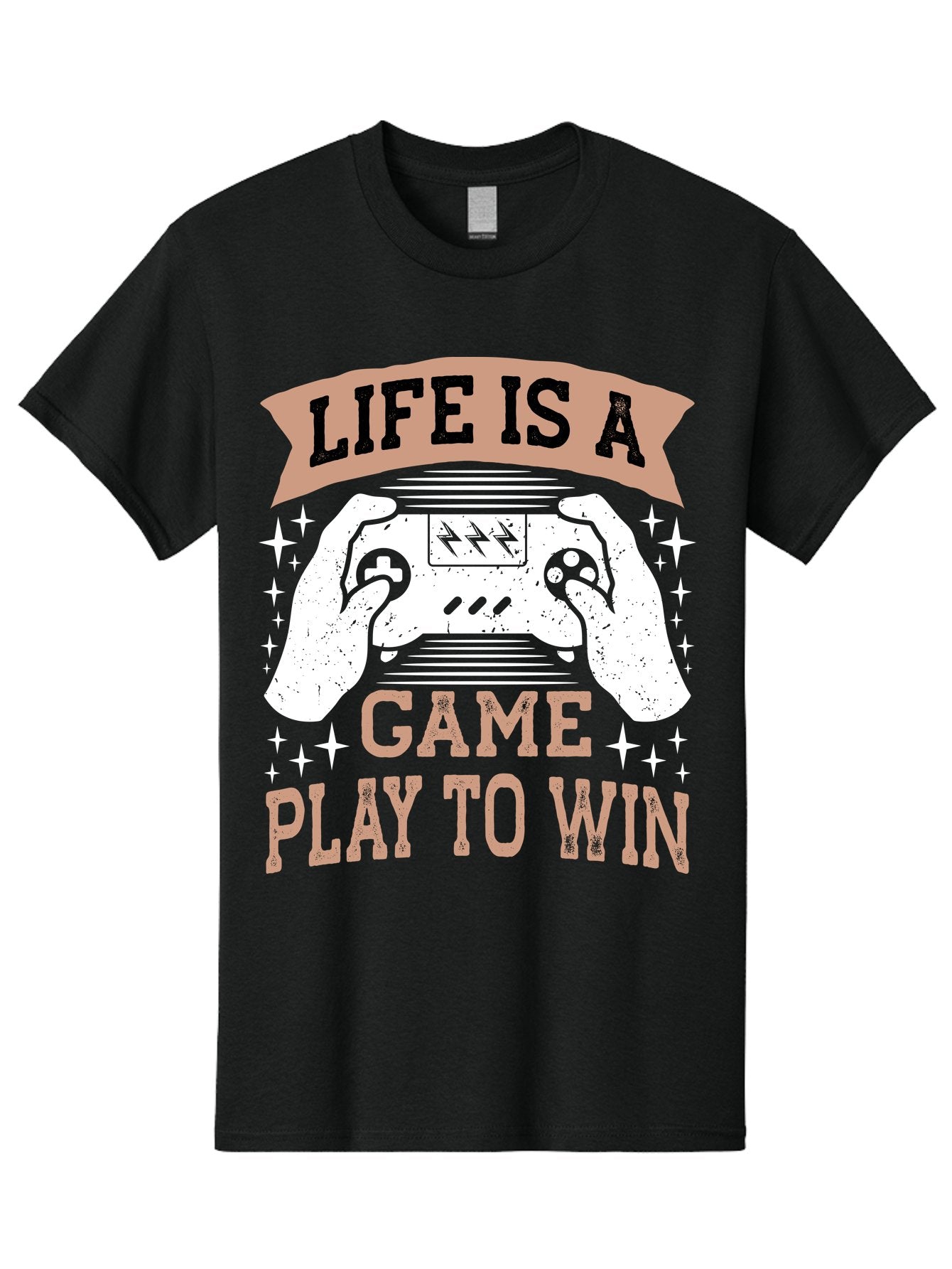 Life-Is-A-Game-Play-To-Win Men'S Graphic Tee, 100% Cotton, Comfortable Casual Summer Wear, Machine Washable, Gaming Inspiration, Game Controller, Motivational Quote, Life Is A Game, Play To Win, Video Game Culture, Gamer Motivation, -  Aaa654 10