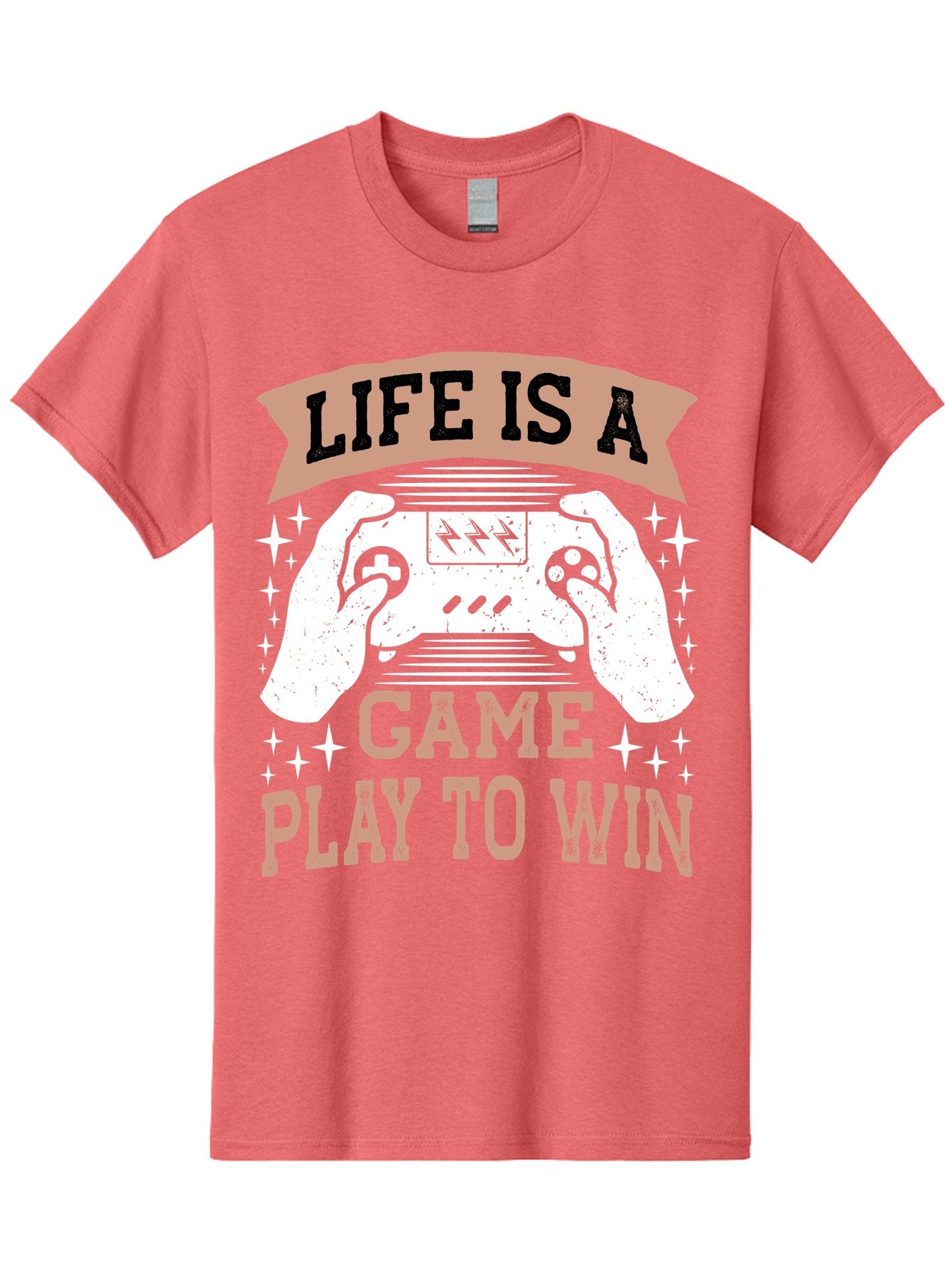 Life-Is-A-Game-Play-To-Win Men'S Graphic Tee, 100% Cotton, Comfortable Casual Summer Wear, Machine Washable, Gaming Inspiration, Game Controller, Motivational Quote, Life Is A Game, Play To Win, Video Game Culture, Gamer Motivation, -  Aaa654 8