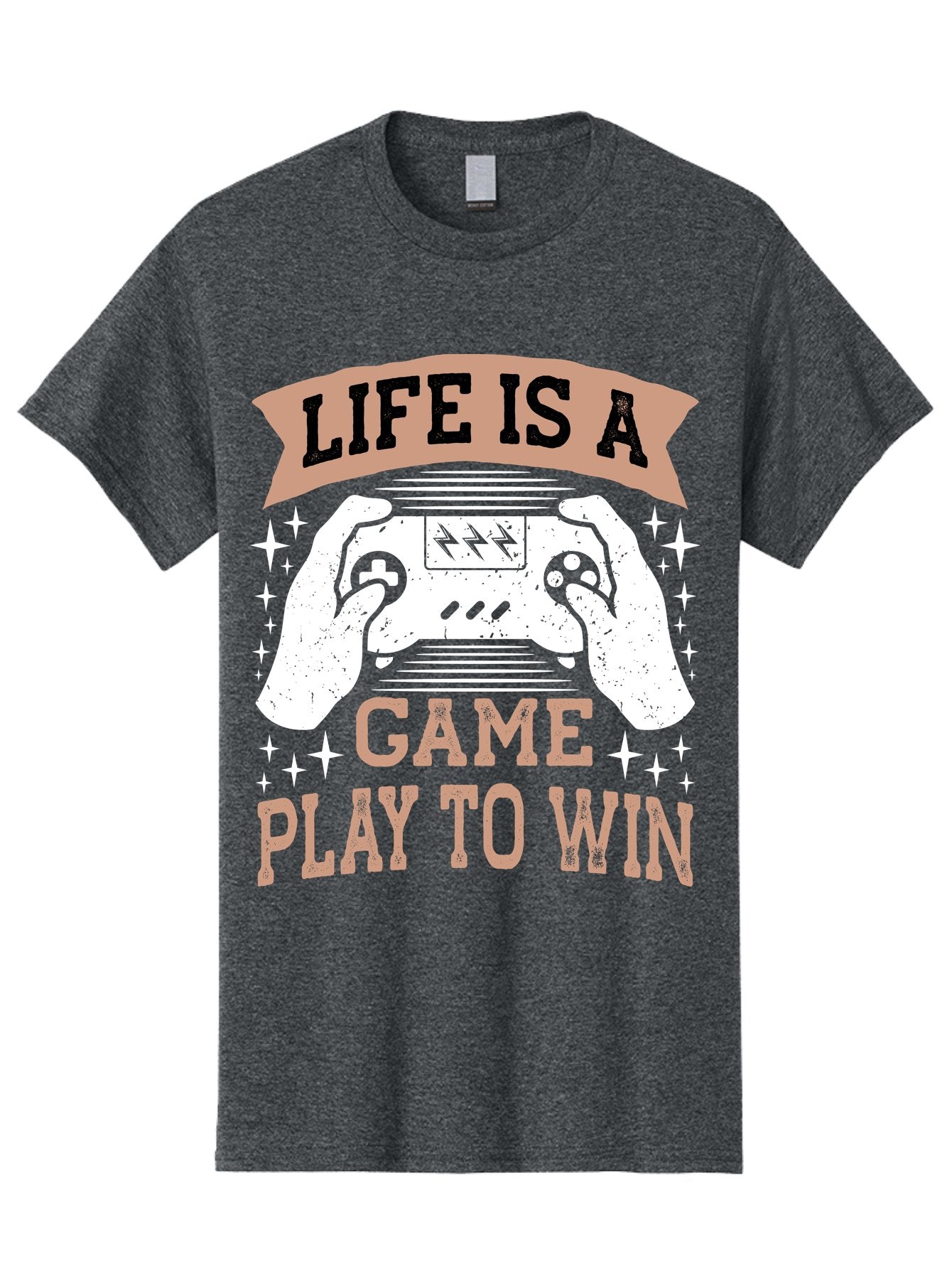 Life-Is-A-Game-Play-To-Win Men'S Graphic Tee, 100% Cotton, Comfortable Casual Summer Wear, Machine Washable, Gaming Inspiration, Game Controller, Motivational Quote, Life Is A Game, Play To Win, Video Game Culture, Gamer Motivation, -  Aaa654 4