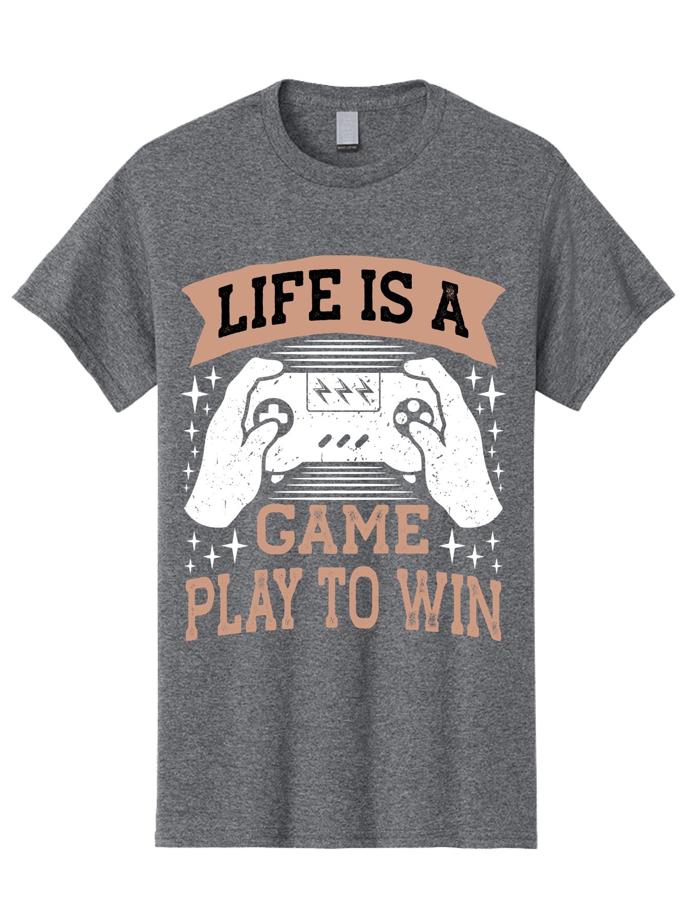 Life-Is-A-Game-Play-To-Win Men'S Graphic Tee, 100% Cotton, Comfortable Casual Summer Wear, Machine Washable, Gaming Inspiration, Game Controller, Motivational Quote, Life Is A Game, Play To Win, Video Game Culture, Gamer Motivation, -  Aaa654 5