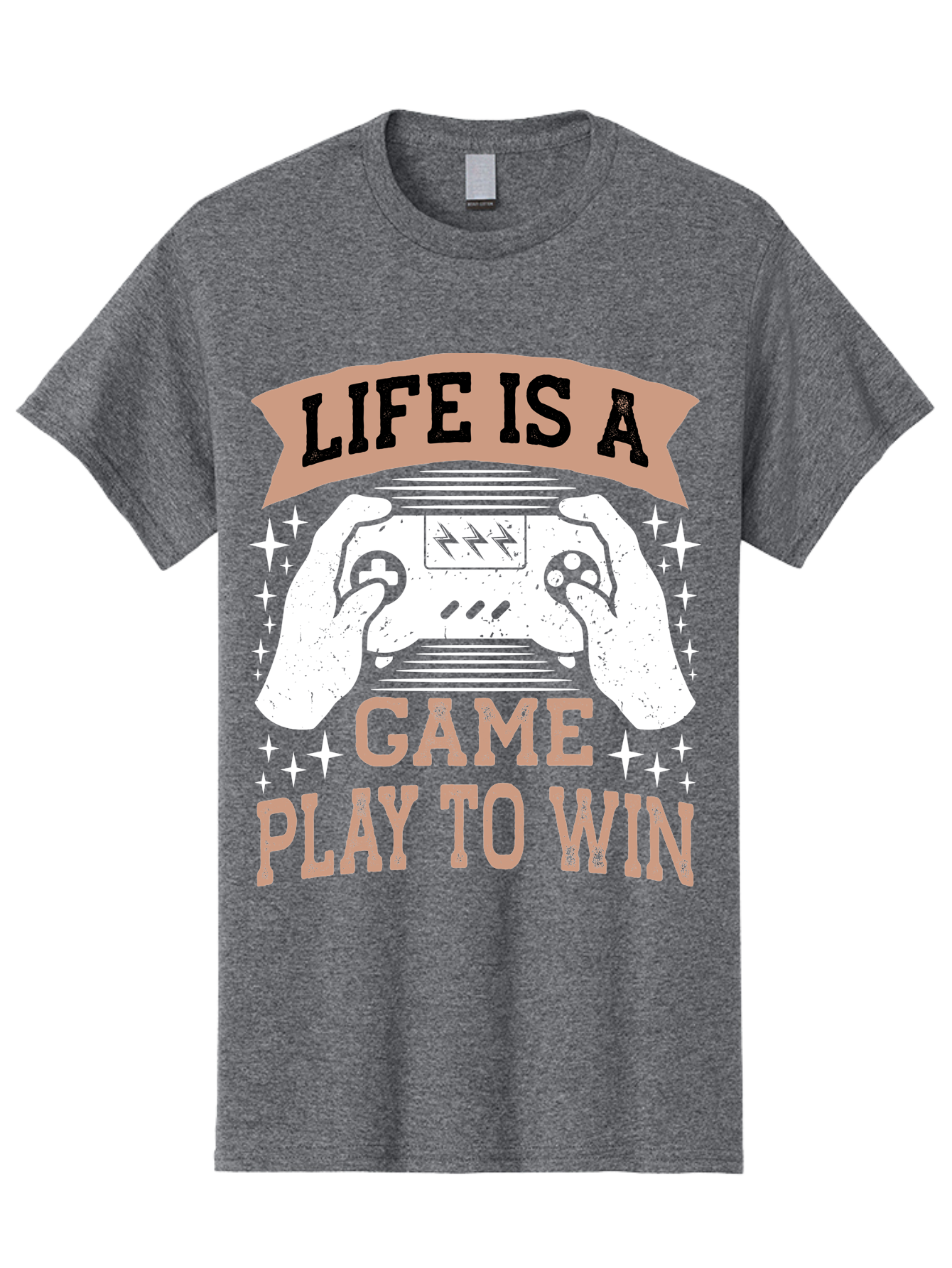 Life-Is-A-Game-Play-To-Win Men'S Graphic Tee, 100% Cotton, Comfortable Casual Summer Wear, Machine Washable, Gaming Inspiration, Game Controller, Motivational Quote, Life Is A Game, Play To Win, Video Game Culture, Gamer Motivation, -  Aaa654 9