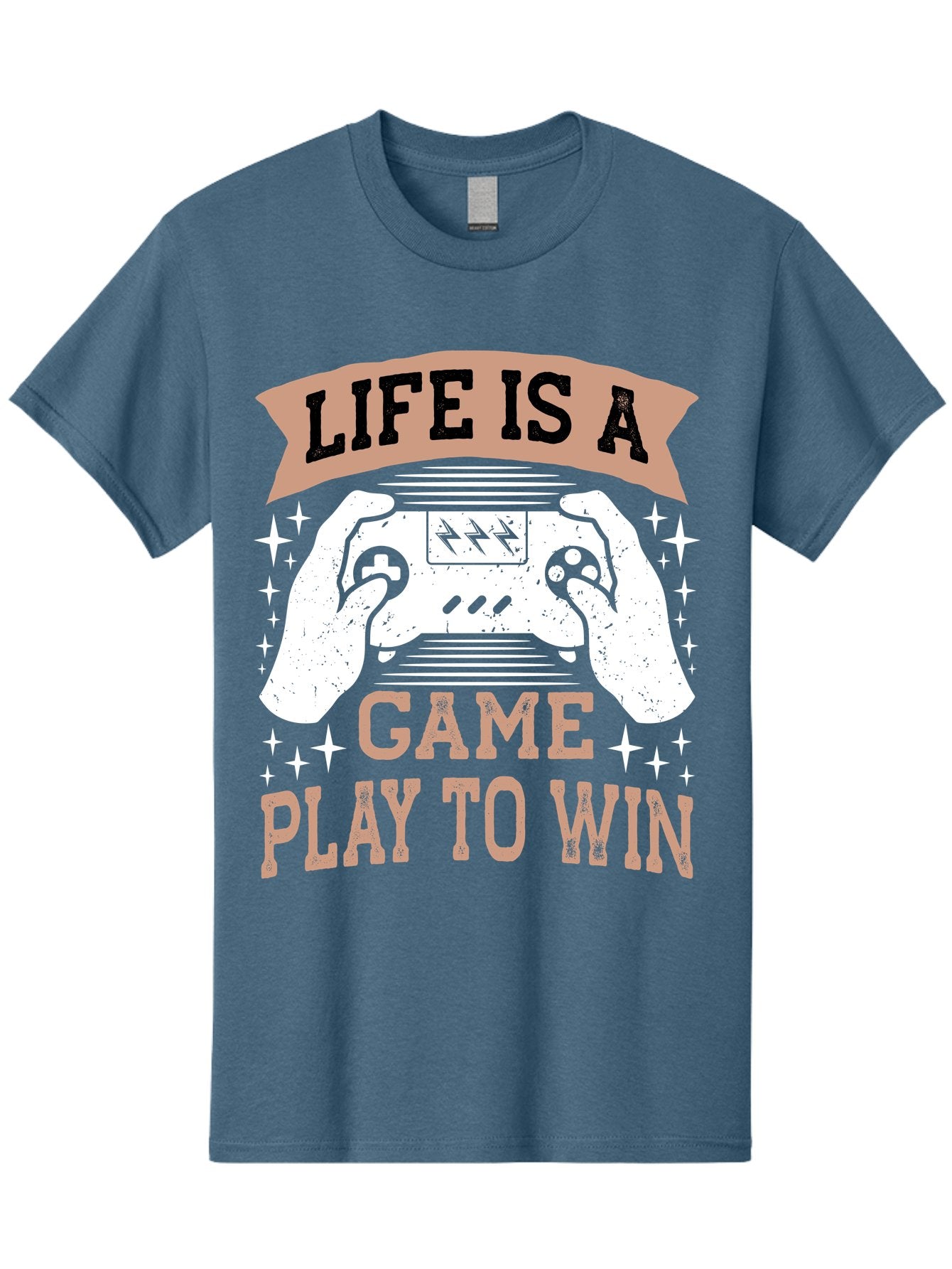 Life-Is-A-Game-Play-To-Win Men'S Graphic Tee, 100% Cotton, Comfortable Casual Summer Wear, Machine Washable, Gaming Inspiration, Game Controller, Motivational Quote, Life Is A Game, Play To Win, Video Game Culture, Gamer Motivation, -  Aaa654 7