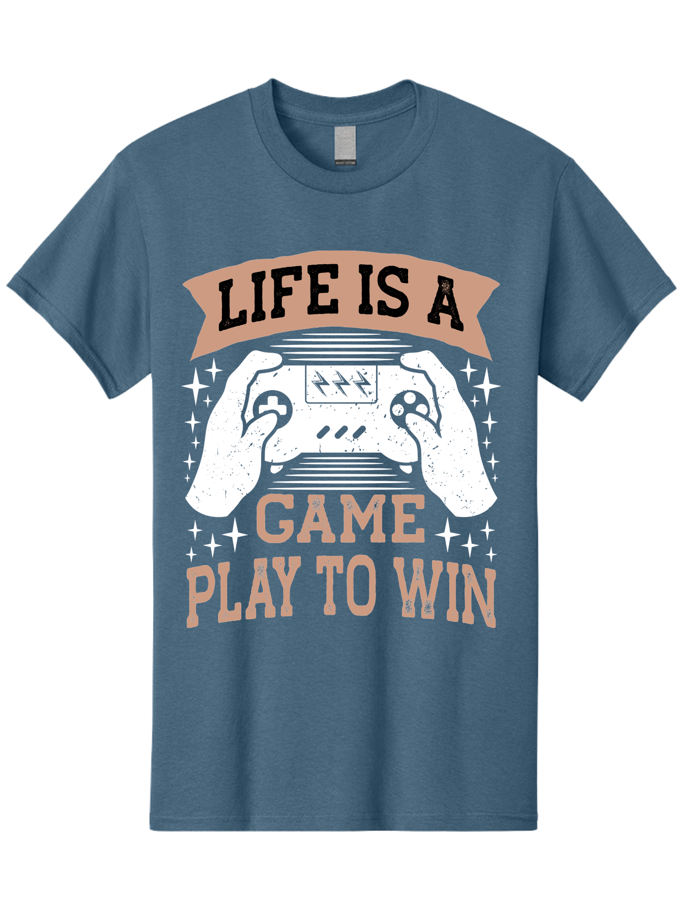 Life-Is-A-Game-Play-To-Win Men'S Graphic Tee, 100% Cotton, Comfortable Casual Summer Wear, Machine Washable, Gaming Inspiration, Game Controller, Motivational Quote, Life Is A Game, Play To Win, Video Game Culture, Gamer Motivation, -  Aaa654 11